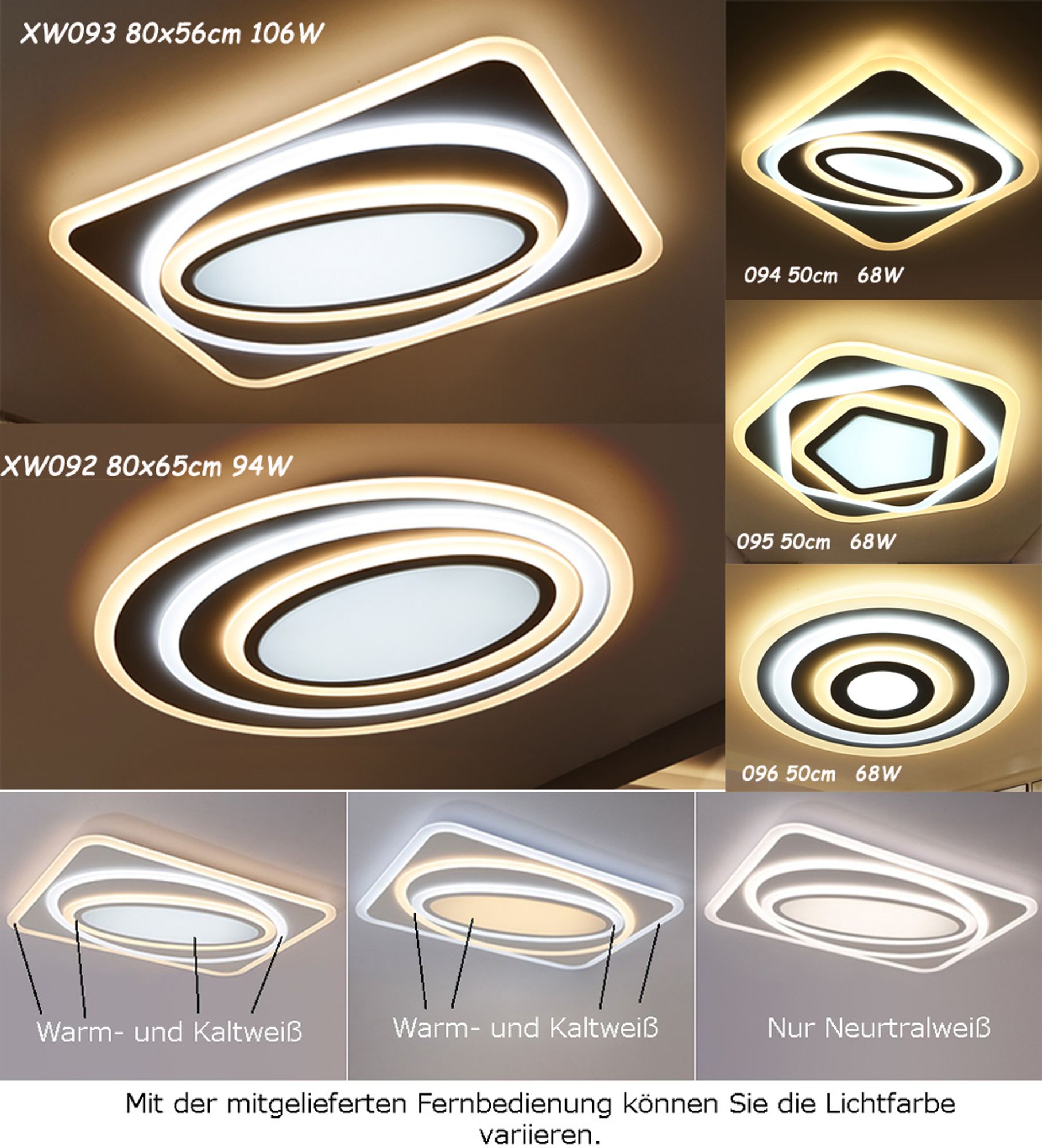 LED Deckenleuchte mit der Fernbedienung  Nachteffekt möglich. Sehr flaches Design!