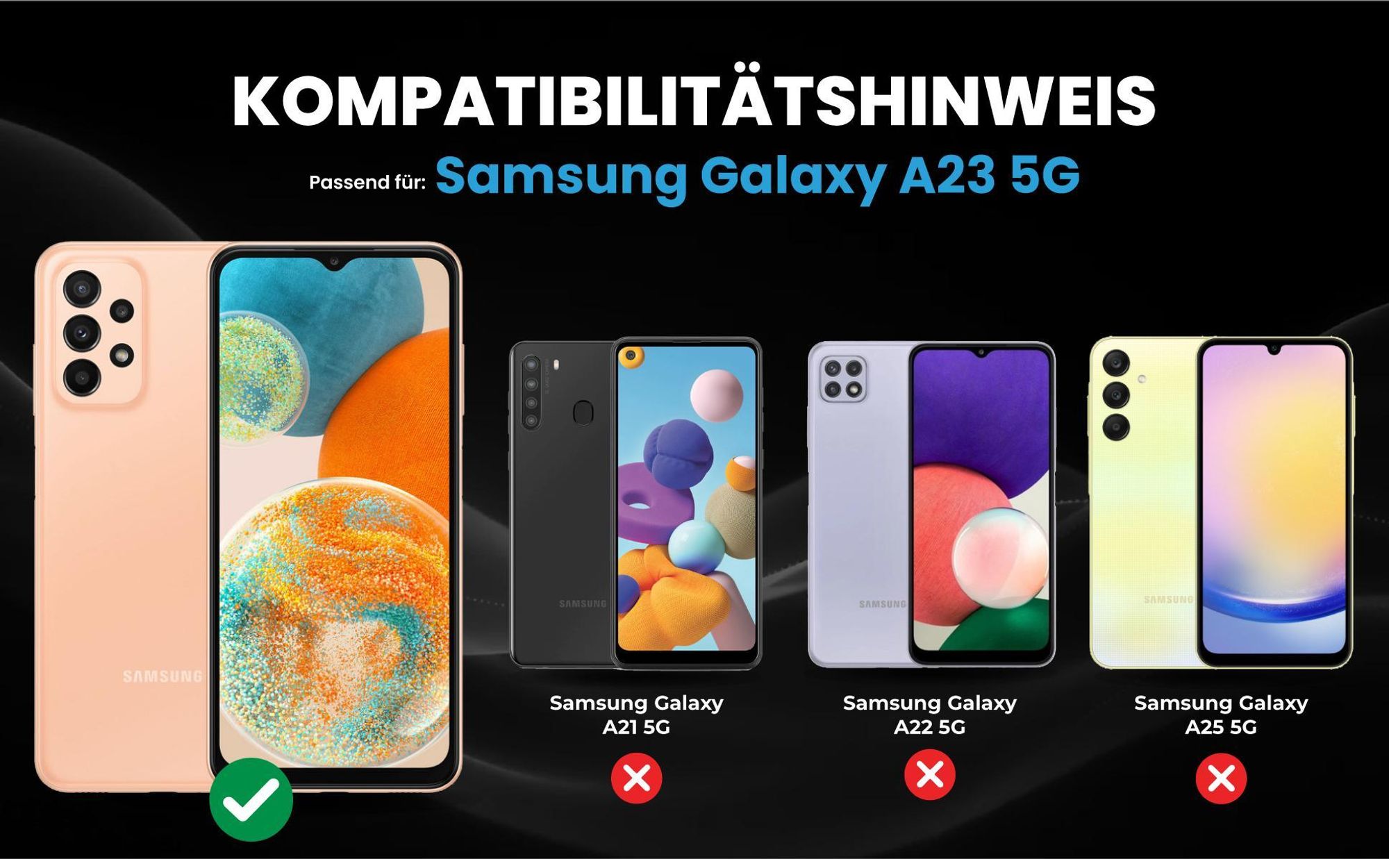 Kompatibilitätshinweise Hülle für Samsung Galaxy A23 5G