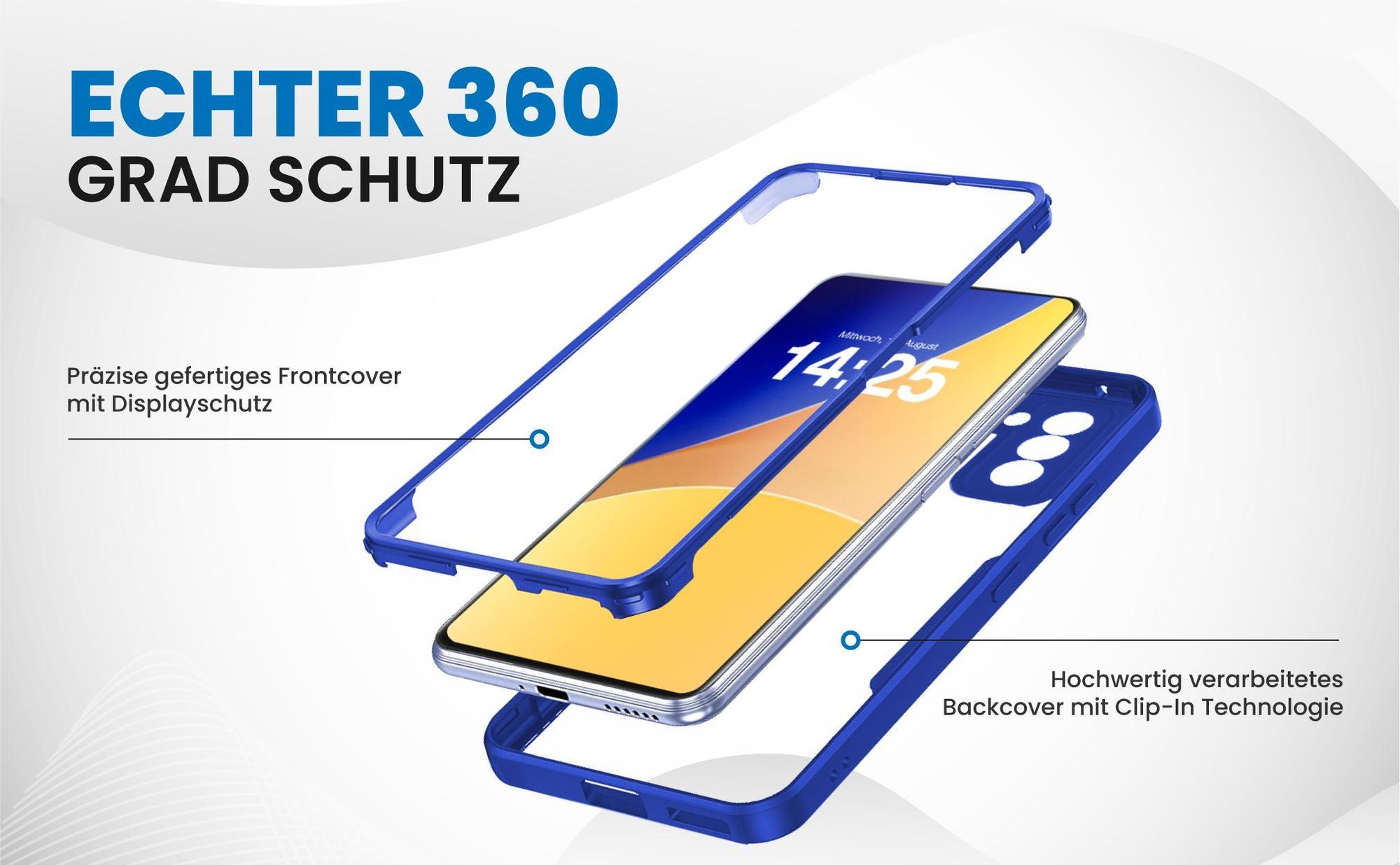 Blaues 360 Grad Case für Samsung Galaxy S21 FE 5G mit Schutz von beiden Seiten