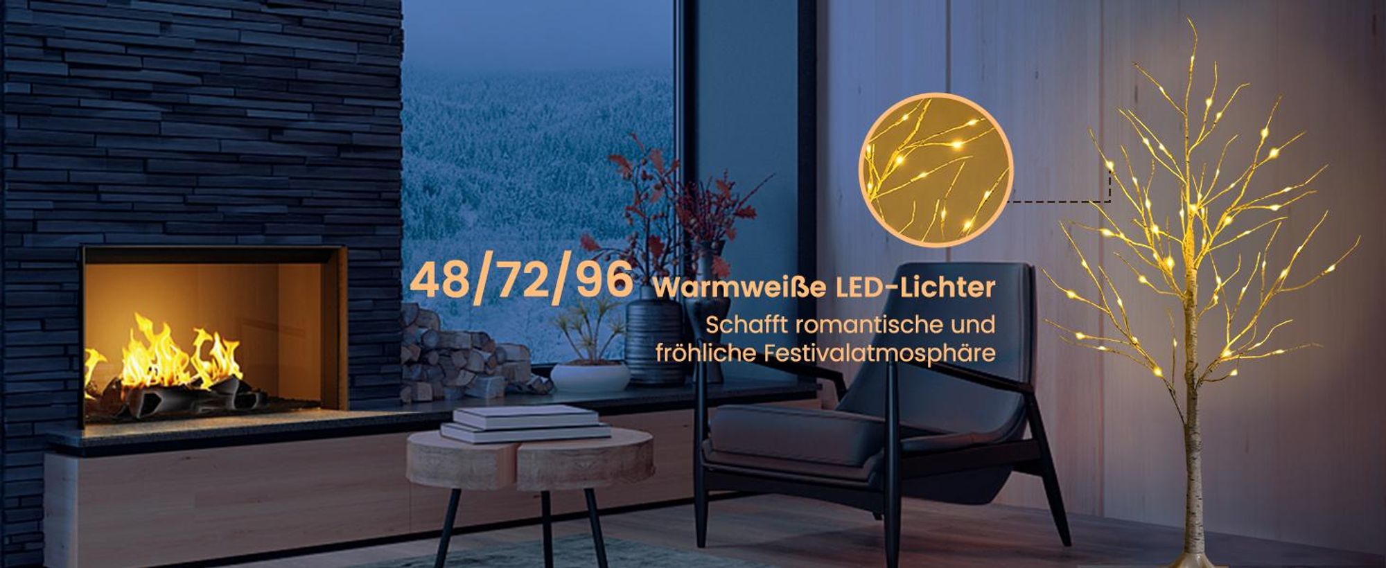 COSTWAY 180cm LED Lichterbaum, Birkenbaum mit warmweißen LED-Leuchten, künstlicher Weihnachtsbaum, Tannenbaum, Christbaum, Kunstbaum, Dekobaum