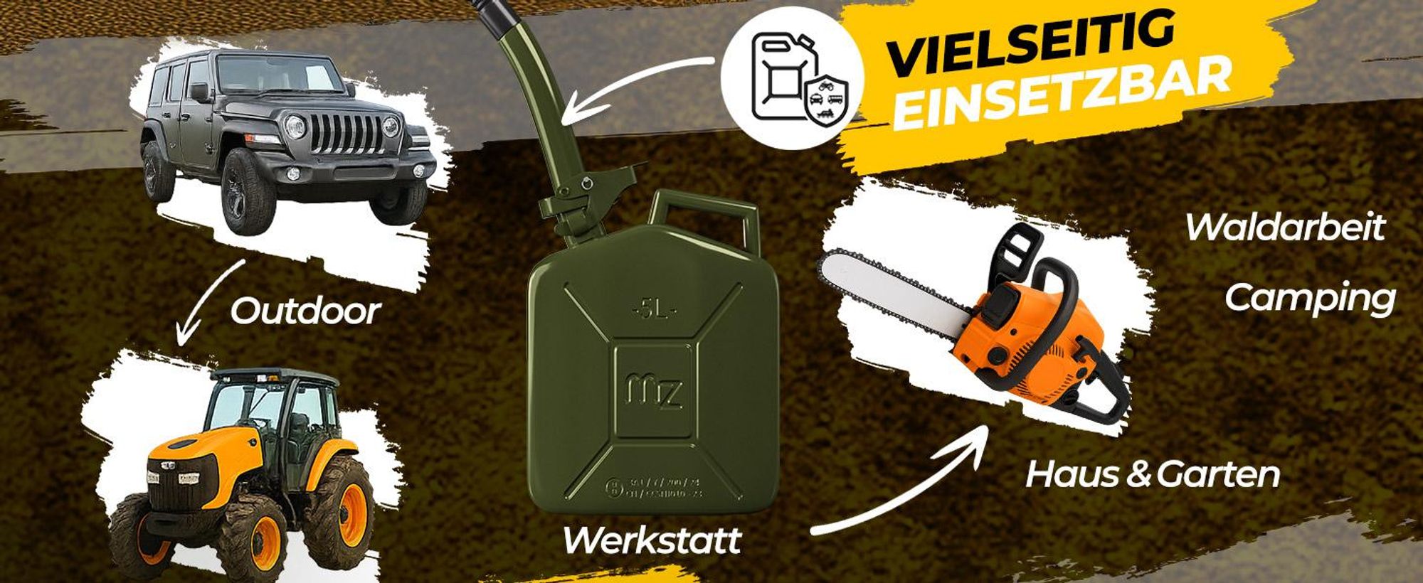 MONZANA® Benzinkanister 5L Metall mit Ausgießer UN-Zulassung Diesel Kraftstoffkanister Metallkanister Reservekanister