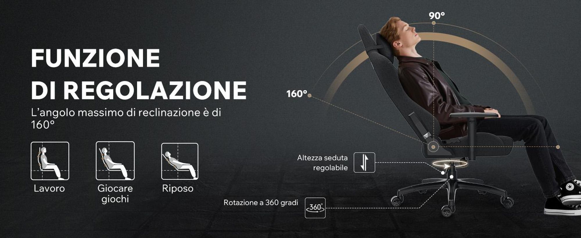 Sense7 Spellcaster FUKU XL: sedia da gaming, poltrona da gaming, sedia da ufficio, sedia da scrivania ergonomica, sedia girevole con poggiatesta fino a 160 kg, sedia nera