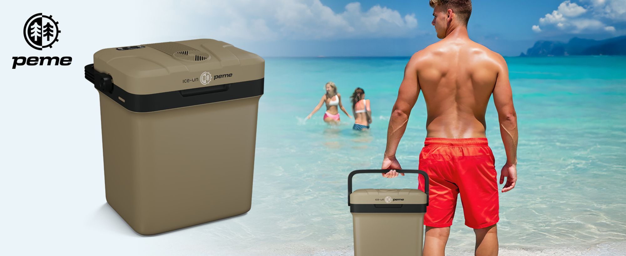 PEME Essential 23L Elektrische Kühlbox - Thermoelektrische Kühltasche Auto PKW LKW Camping Reise Mini Kühlschrank Warmhaltebox Outdoor Khaki Tragbar