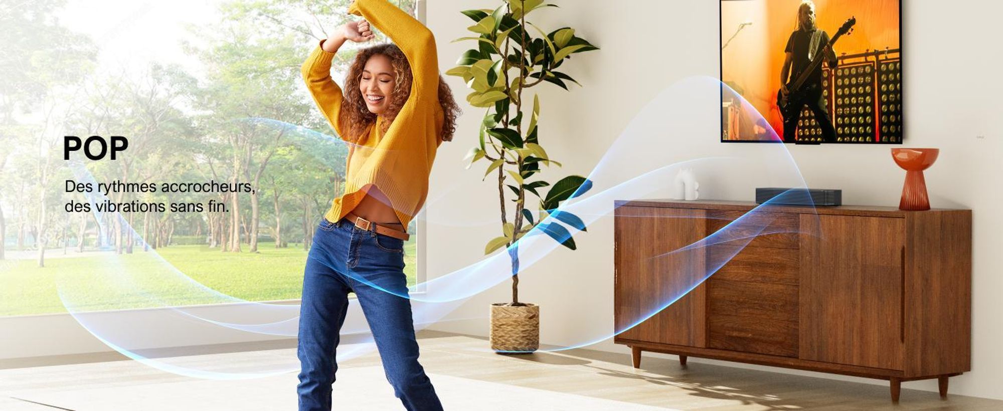 Barre de son ULTIMEA 2.1 canaux pour téléviseur avec basses réglables,via application, barre de son tout-en-un, haut-parleur TV Bluetooth 5.4, Poseidon M20
