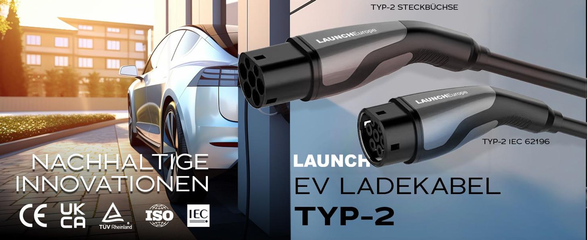 LAUNCH Typ 2 Ladekabel 22 kW 7M 32 A Ladekabel Elektroauto Typ 2 3 Phasig für E Auto EV/PHEV Typ 2 auf Typ 2,für T-Mode und E-Golf-Serienfahrzeuge