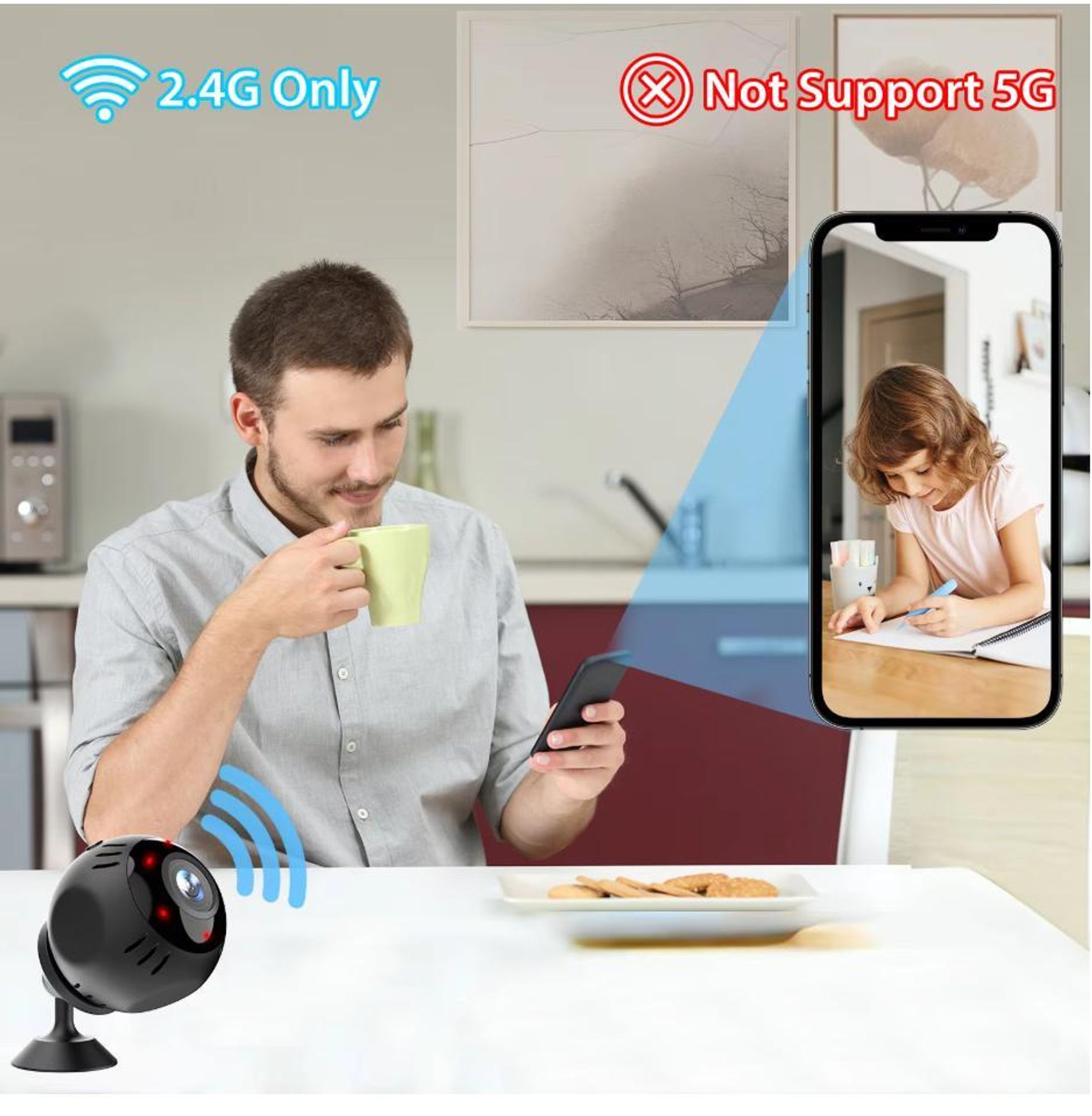 Full HD 1080p CMOS Infrarot Mini Kamera mit Nachtsicht, Bewegungserkennung und WLAN-Cloud-Speicher
