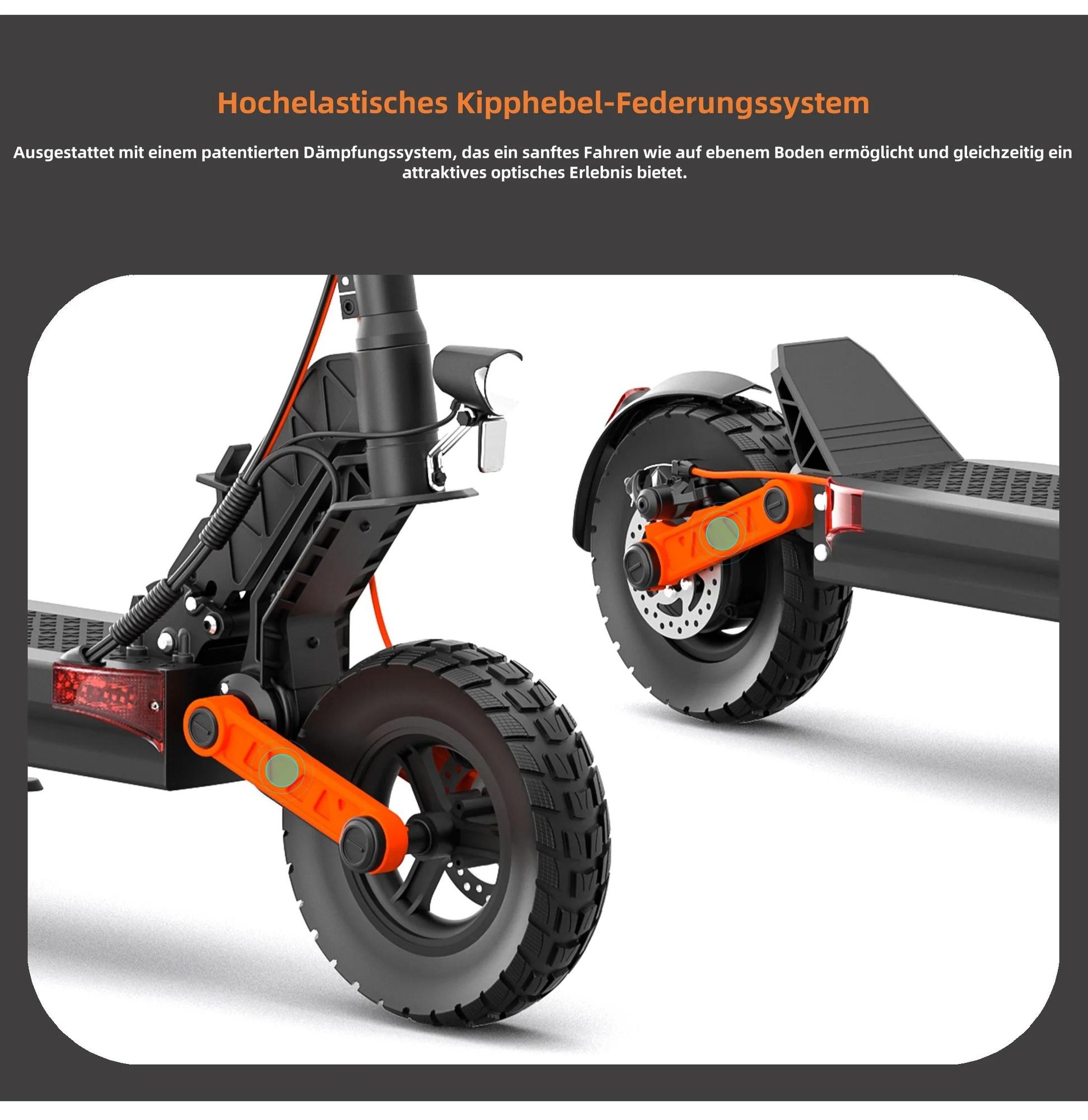 JOYOR S8 Faltbar Elektrorollerr - 600W Motor 48V26AH Akku 10 Zoll Reifen Mechanische Scheibenbremse und Beleuchtung - Schwarz