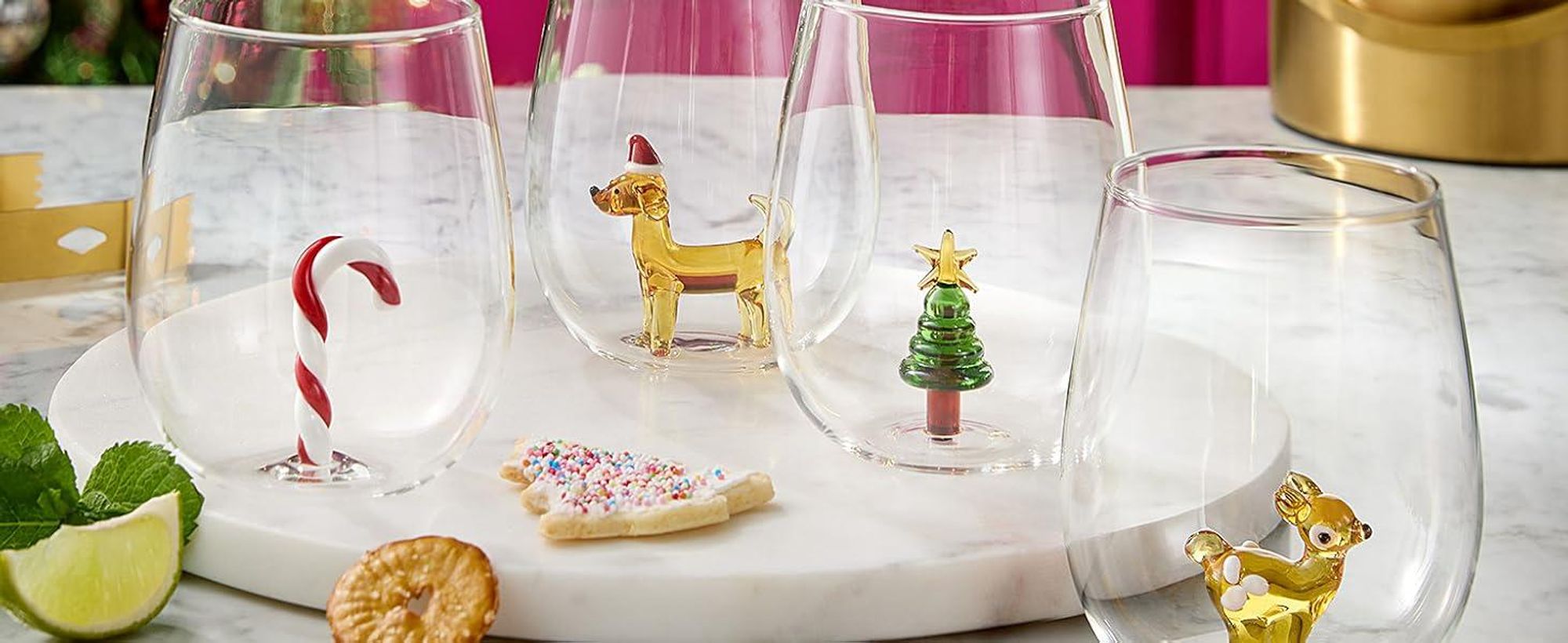 Trinkglas 450ml Glas Reh MERRY & JOY | Becher mit Weihnachtsmotiv | Weihnachtsgläser für Wasser, Sprudel & – Bild 2