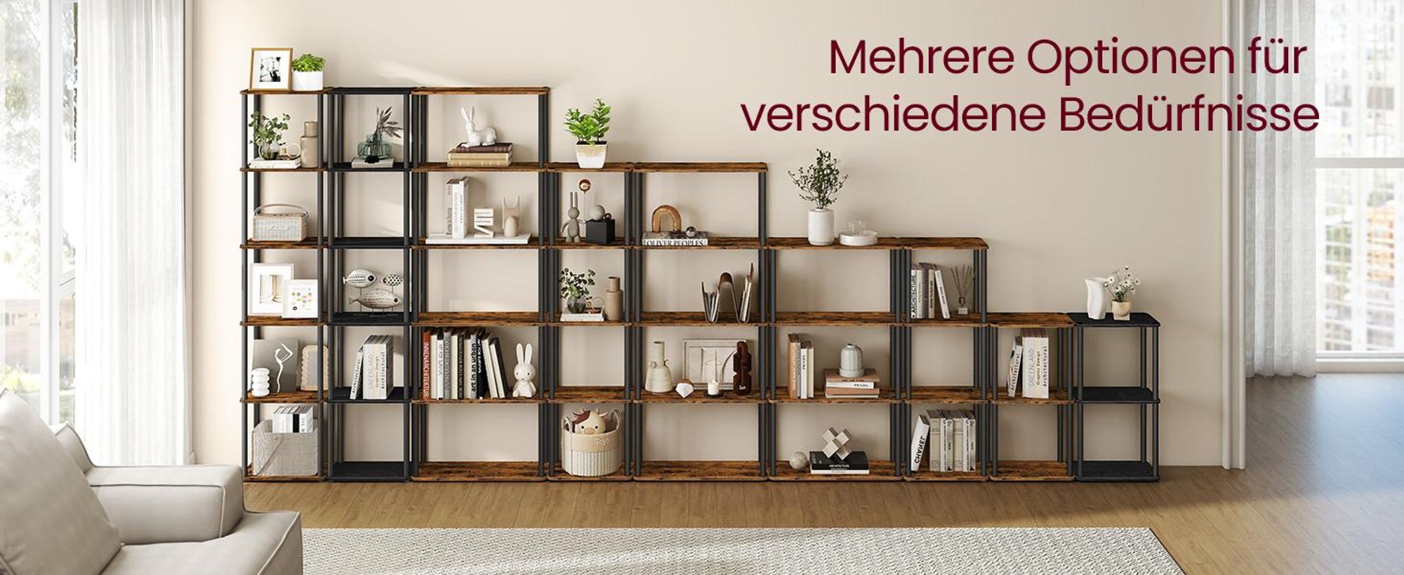 VASAGLE Superschnelle werkzeuglose Montage, Regal mit 5 Ebenen, Standregal, Aufbewahrungsregal, 23,8 x 38 x 139 cm, Wohnzimmer, Schlafzimmer, Küche