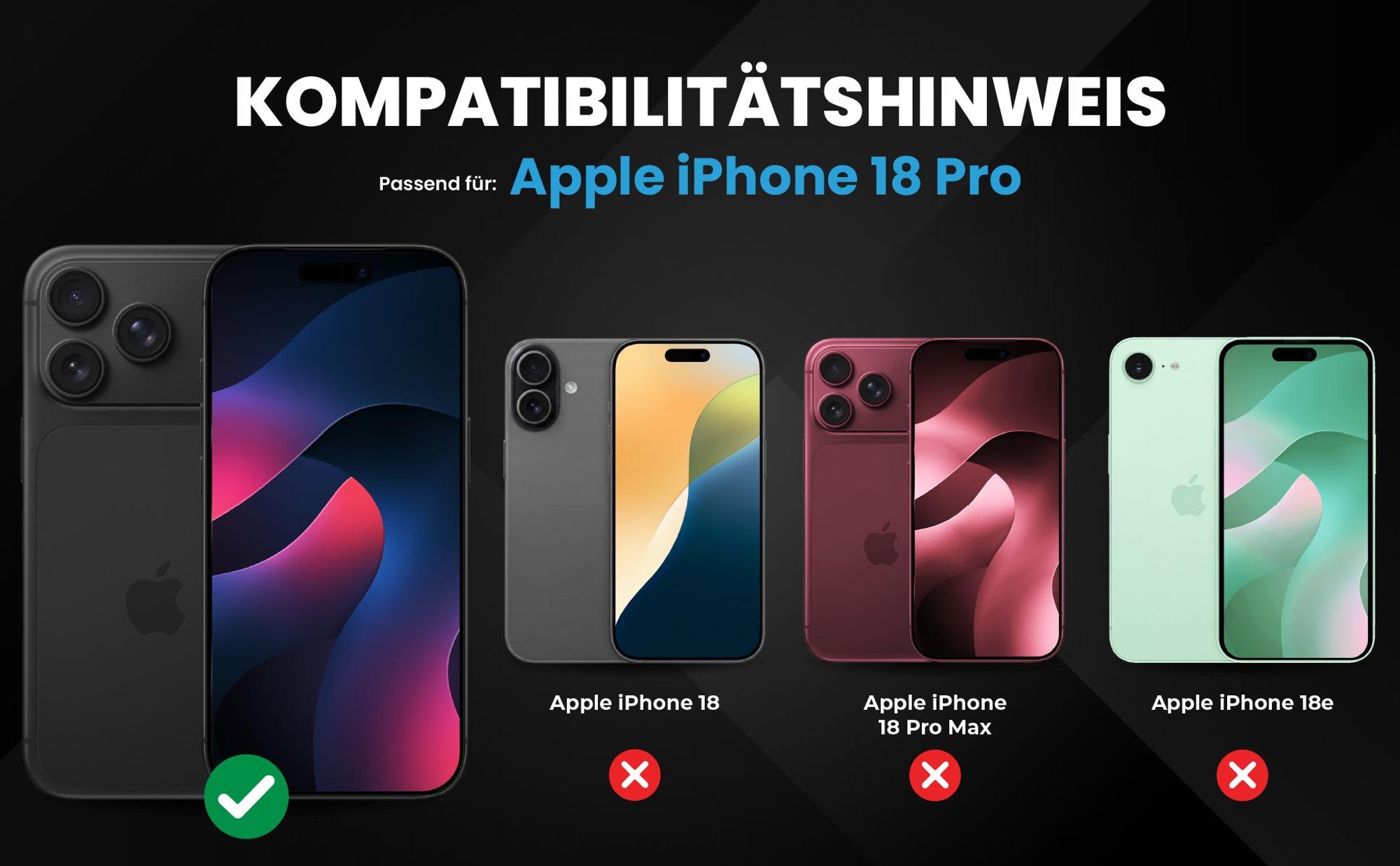 Kompatibilitätshinweise Hülle für Apple iPhone 18 Pro