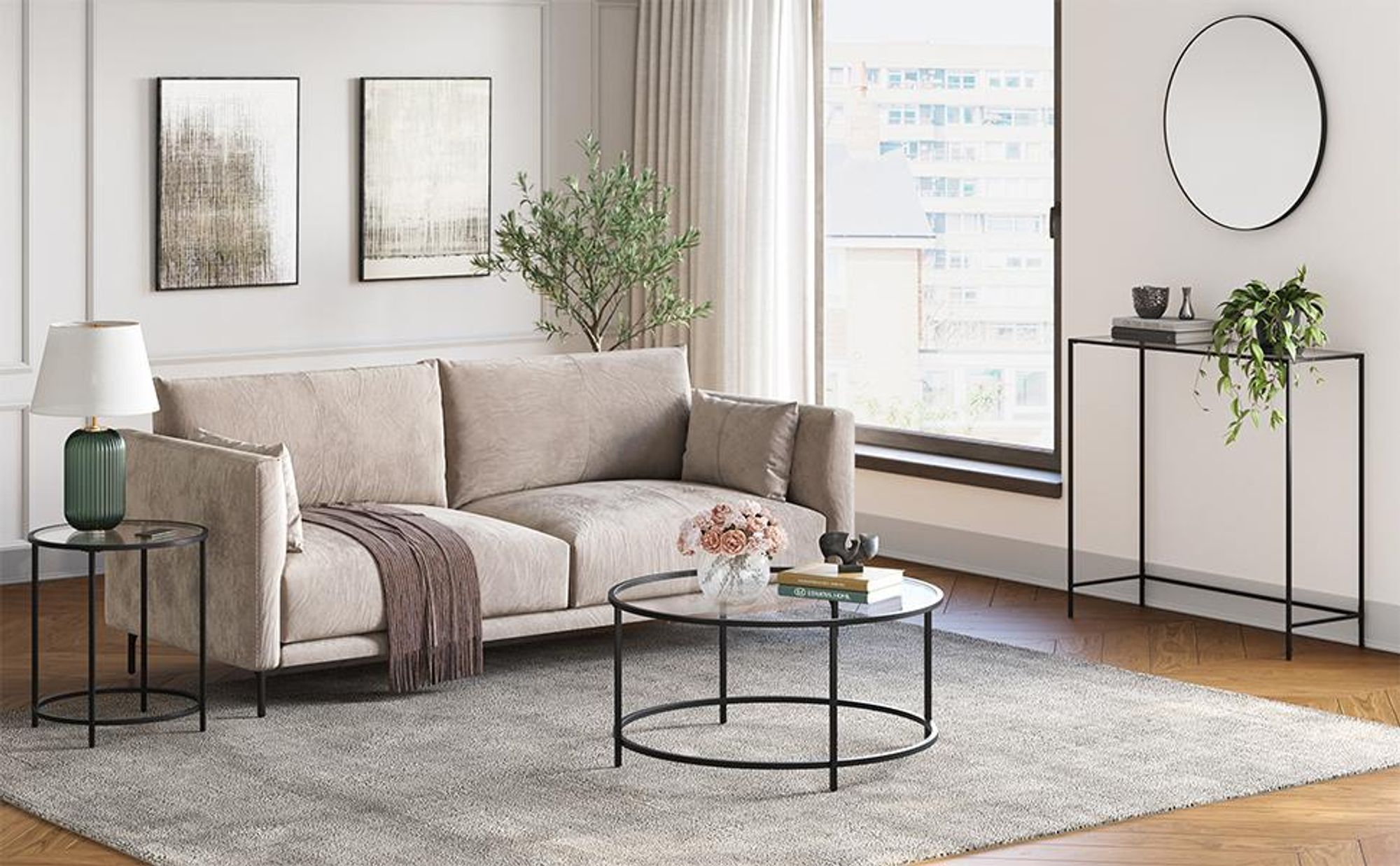VASAGLE Couchtisch, Beistelltisch für Wohnzimmer, Ø 84 x 45.5 cm
