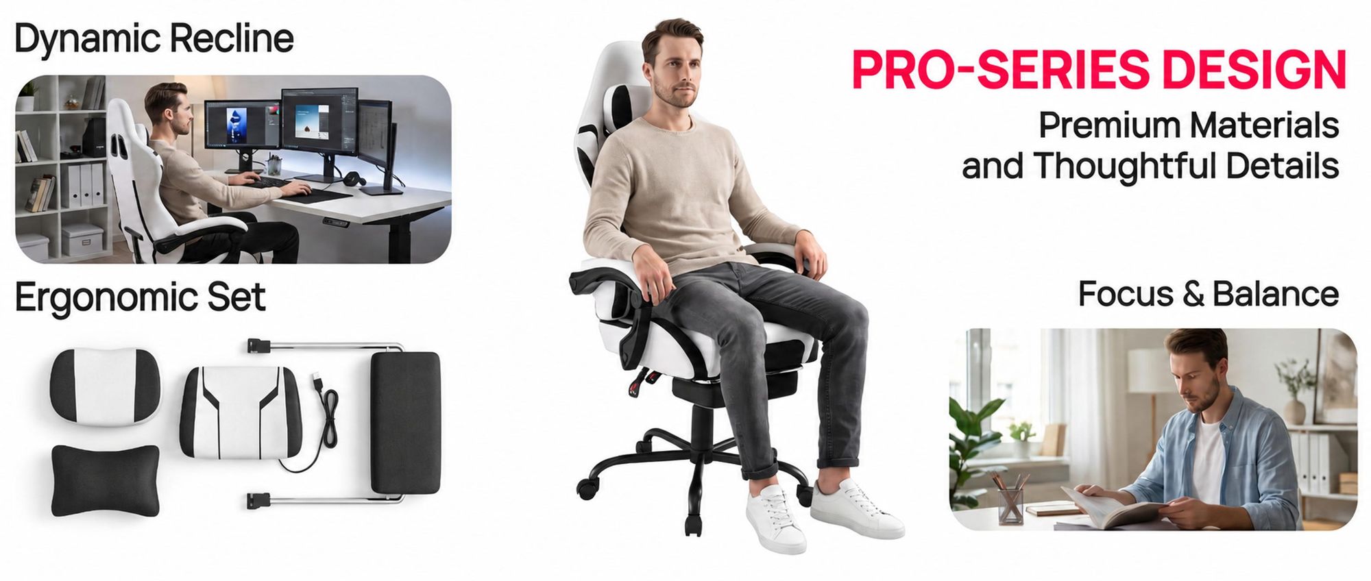 KRZESŁO GAMINGOWE ROSEJANE – Ergonomiczne krzesło do gier z funkcją masażu i podnóżkiem, regulowane oparcie (90°-135°), fotel gamingowy z poduszkami pod głowę i lędźwi, kolor zielony