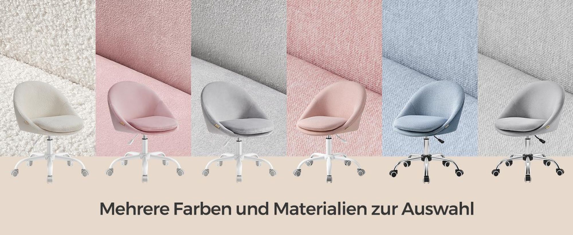 SONGMICS Homeoffice Stuhl, Drehstuhl, Schreibtischstuhl, aus Sherpa, cappuccinobeige-wolkenweiß