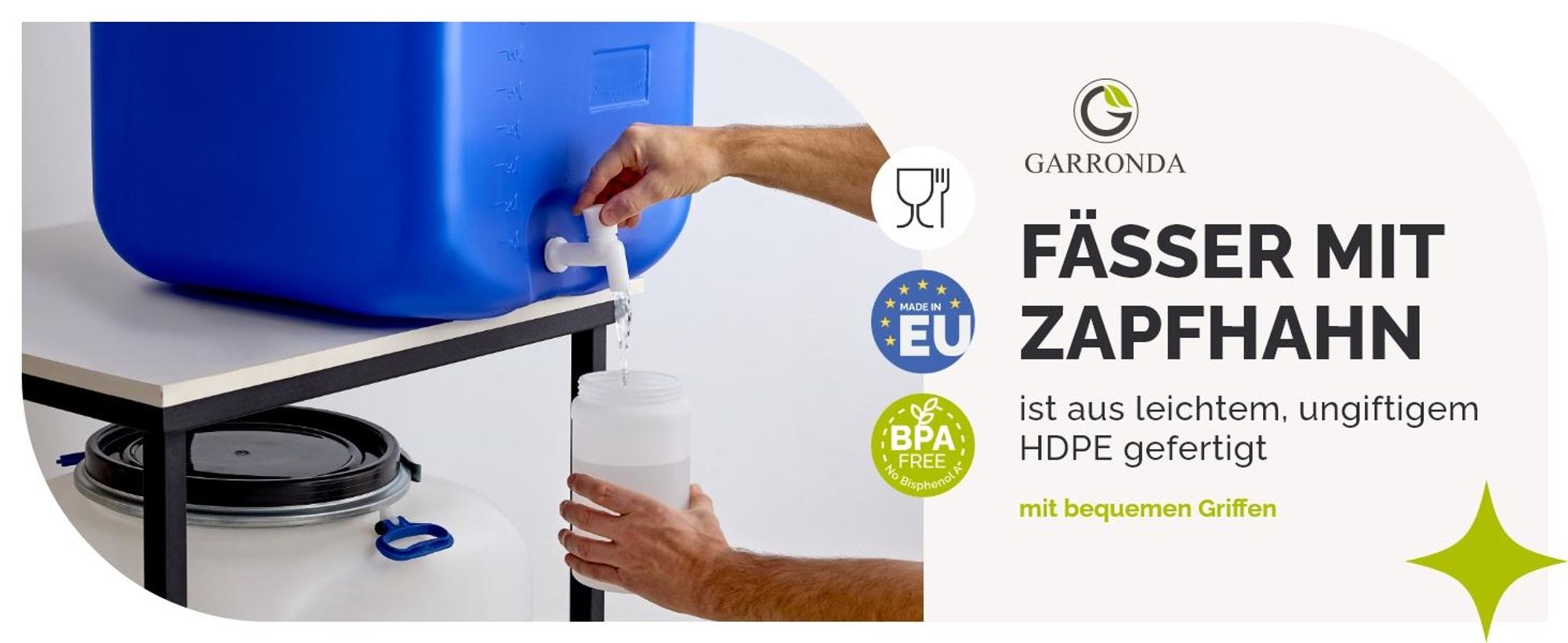 Garronda Wassertank 280 Liter Wasserbehälter mit Deckel Regenwassertank Großbehälter für Haushalt und Gewerbe GD-0098