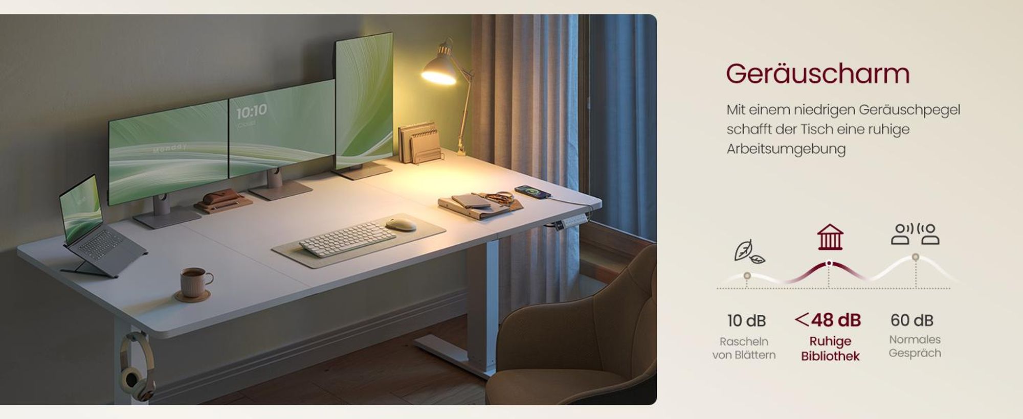 VASAGLE Höhenverstellbarer Schreibtisch, 180 cm, USB-C-Anschluss, Ablage für Steckdosenleiste, Erinnerung bei langem Sitzen, 3 Speichertasten