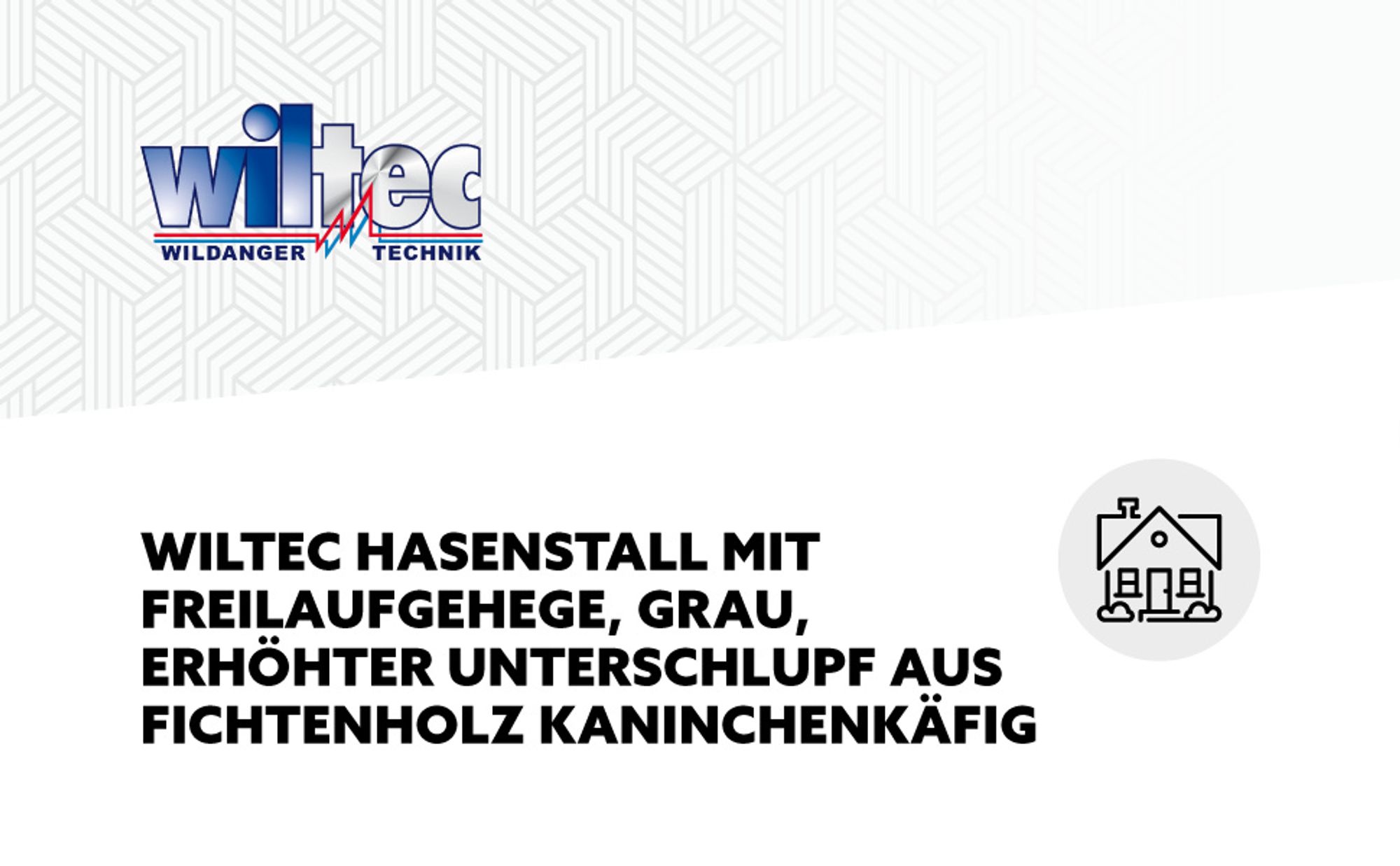 Wiltec Hasenstall grau-weiß 1220 x 630 x 920 mm mit Freilaufgehege und erhöhtem Unterschlupf aus Holz, Kaninchenkäfig mit 2 Etagen, Kleintierstall