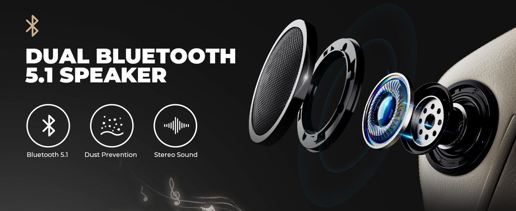 GTPLAYER Fotel gamingowy ACE PRO, ergonomiczny fotel biurowy z odchylanymi podłokietnikami i podnóżkiem, głośniki Hi-Fi, imponująca atmosfera dźwięku, kość słoniowa