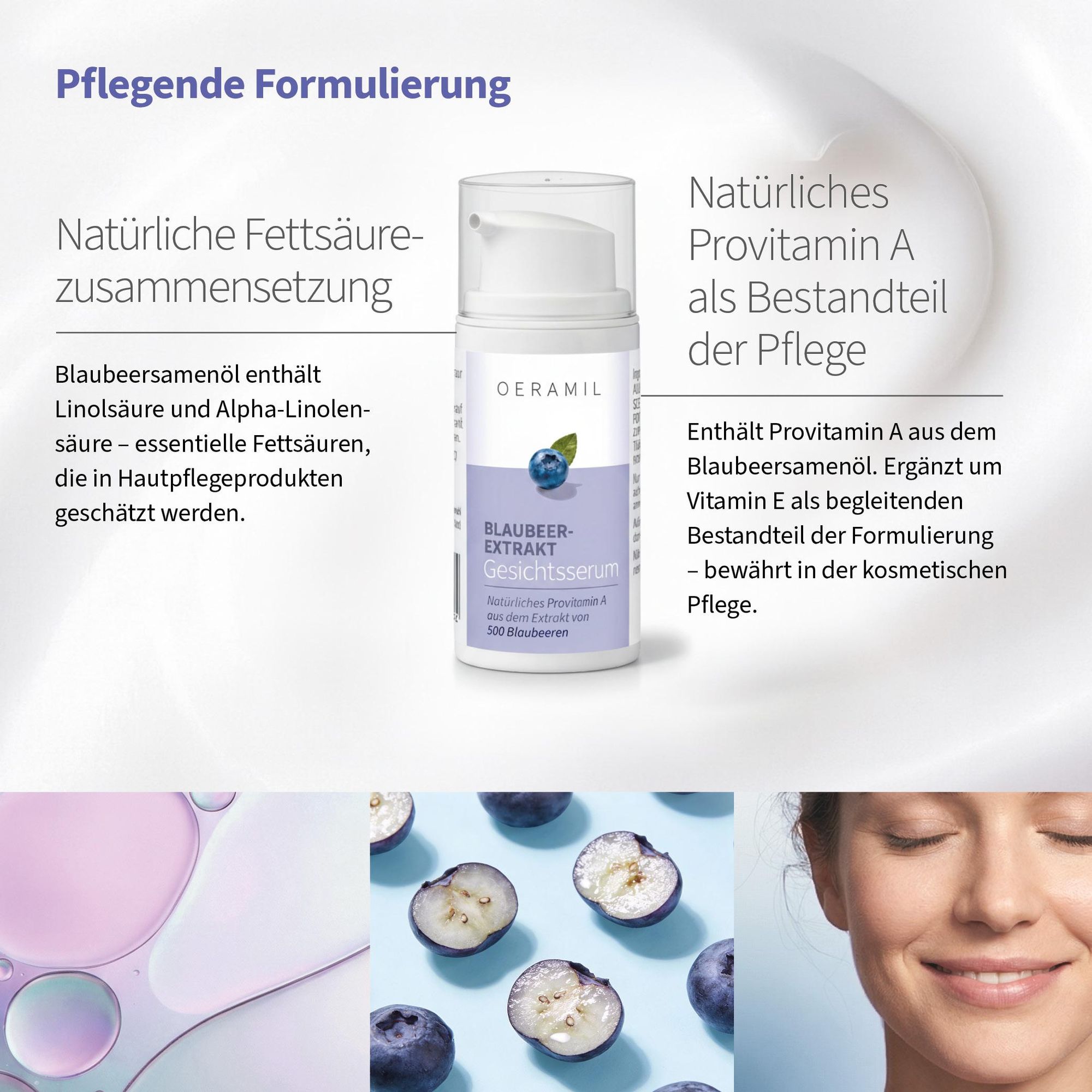 OERAMIL Blaubeer-Extrakt Gesichtsserum mit natürlichem Provitamin A, 30 ml