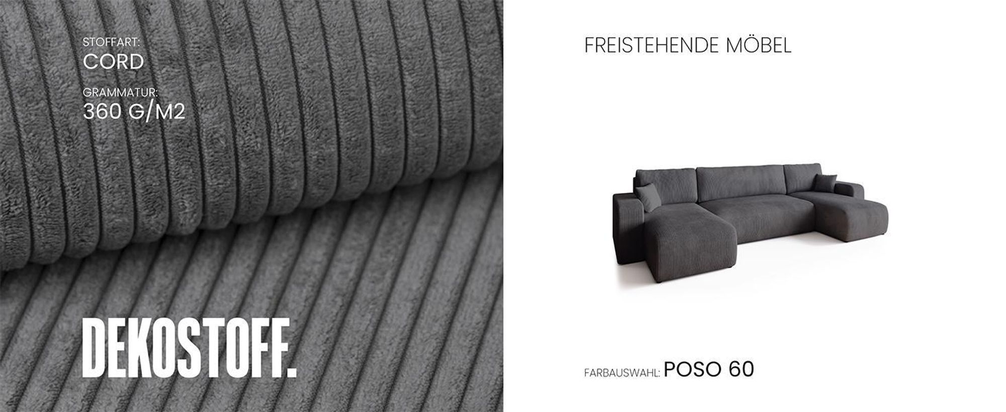 BroMARKT Ecksofa PUMI Schlaffunktion Bettkasten U-Form 125x268 cm Hellgrau