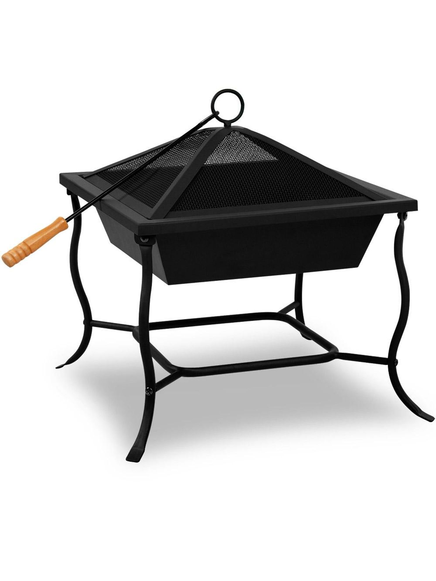 GARDEBRUK® Feuerschale mit Funkenschutz Schürhaken 45cm Klein Feuerkorb für den Garten Terrassenofen Außen Feuerstelle Terrasse Kamin Ofen Grill Holz