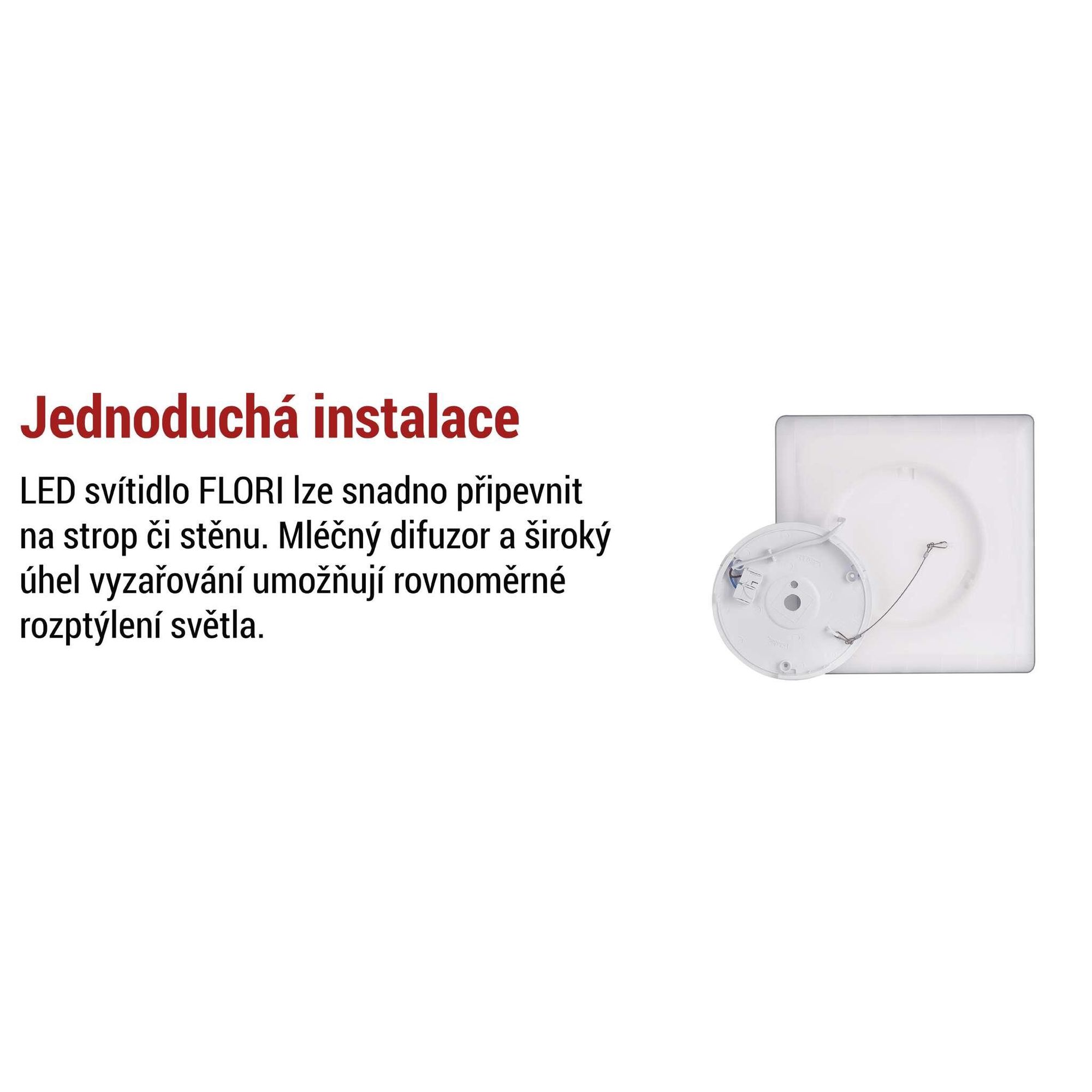 EMOS LED nástěnné/stropní svítidlo FLORI, čtvercové, neutrální bílá 4000 K, 1800 lm, 18 W (místo 115 W žárovky), 29,3 x 29,3 cm, černá, ZM1406