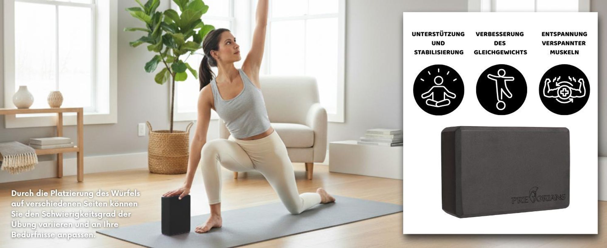 Yoga block für Gymnastik Fitness Handstand Stretching Pilates Schwarz