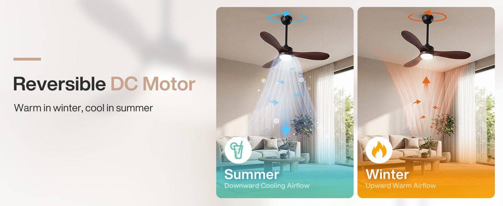 Tribesigns 106 cm Moderner Deckenventilator mit Licht, Fernbedienung, Dimmbarer LED-Beleuchtung, 3-Blatt-Smart-Reversibler Lüfter, Leisem DC-Motor