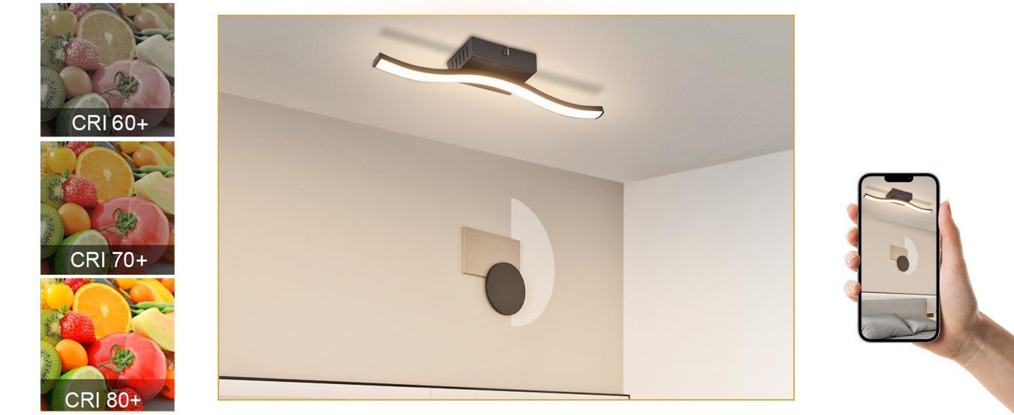 ZMH LED stropné svietidlo, chodbové svietidlo, 6 W, 3000 K, čierne stropné svietidlo, interiérové svietidlo do spálne, kuchynské svietidlo, interiérové svietidlo s vlnovým vzorom, teplá biela, stropné osvetlenie
