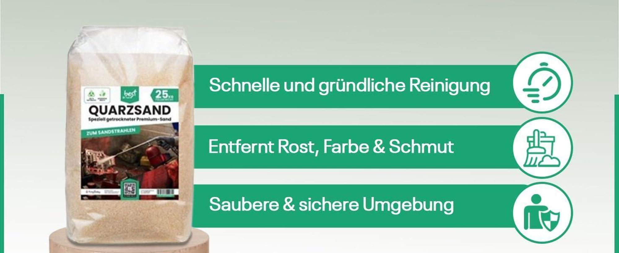Sand Strahlmittel | Quartz sand für sandstrahlen | quarzsand 25kg (0,1-0,4)sandstrahlgranulat | Effektives Mehrwegstrahlmittel, ideal für Sandstrahlen