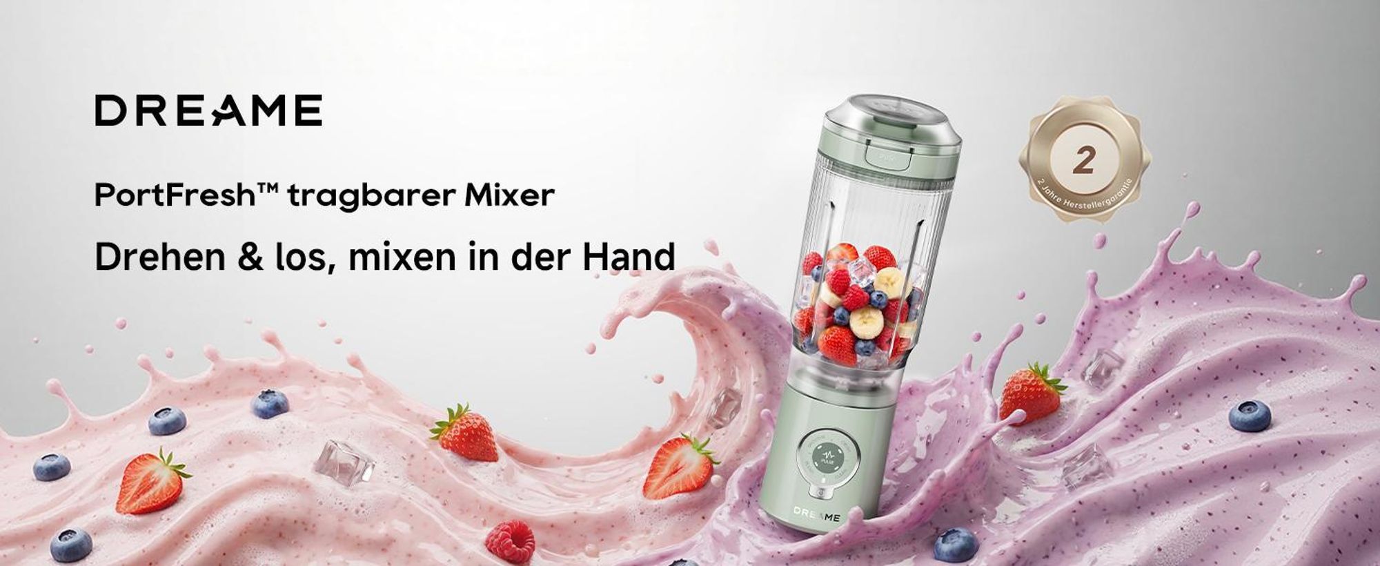 Dreame PB10 PortFresh Tragbarer Mixer,abnehmbares Motorgehäuse,Schnellladefunktion,880ml BPA-freier Mixbecher,500ml,5 Funktionen,Selbstreinigung,Grün