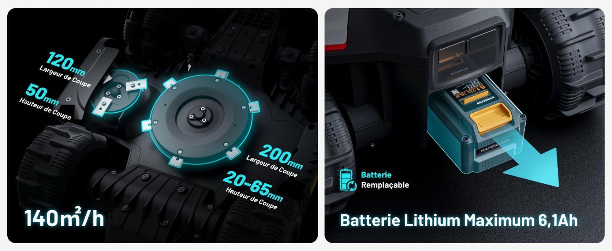 Tondeuse robot Mammotion LUBA Mini 2 AWD 1000 sans fil périphérique, jusqu'à 1000m², triple caméra IA + NetRTK, tonte des bordures, DropMow, pente 80%