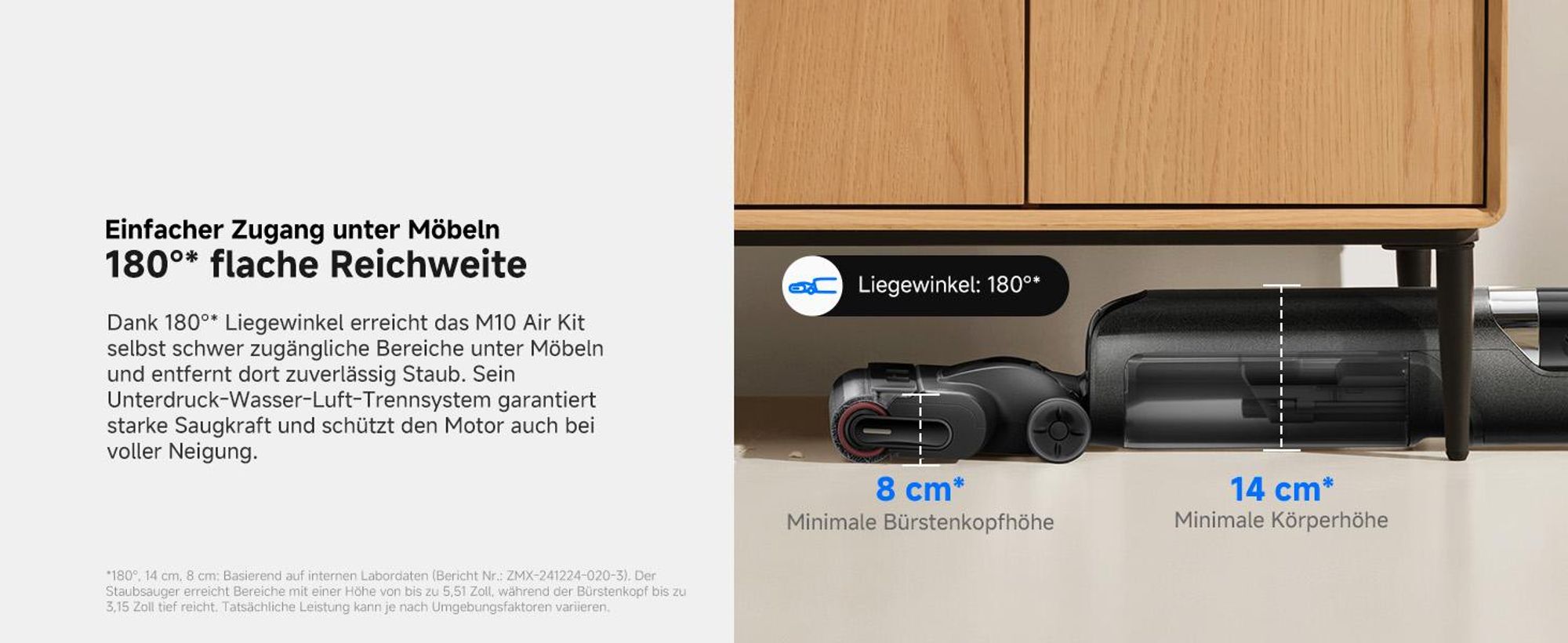 MOVA M10 Air Akku-Stielstaubsauger mit Nass- & Trockensaugen, 20.000 Pa, 30 Min, 600-ml-Tank, 74 dB, Auto-Reinigung, Anti-Geruch, Schwarz