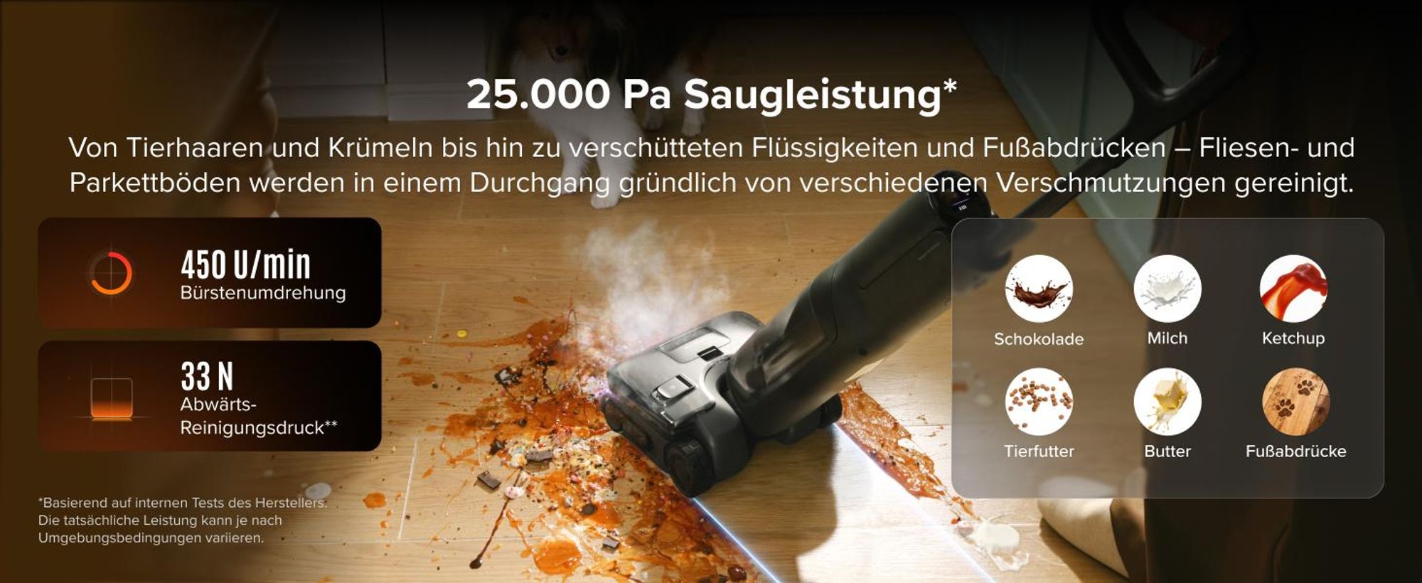 Roborock F25 Steam Nass Trockensauger mit Dampf, 180 °C Dampfmopp, 25.000Pa Saugkraft, Hochtemperatur-Selbstreinigung mit 95 °C, 180° Flaches Design