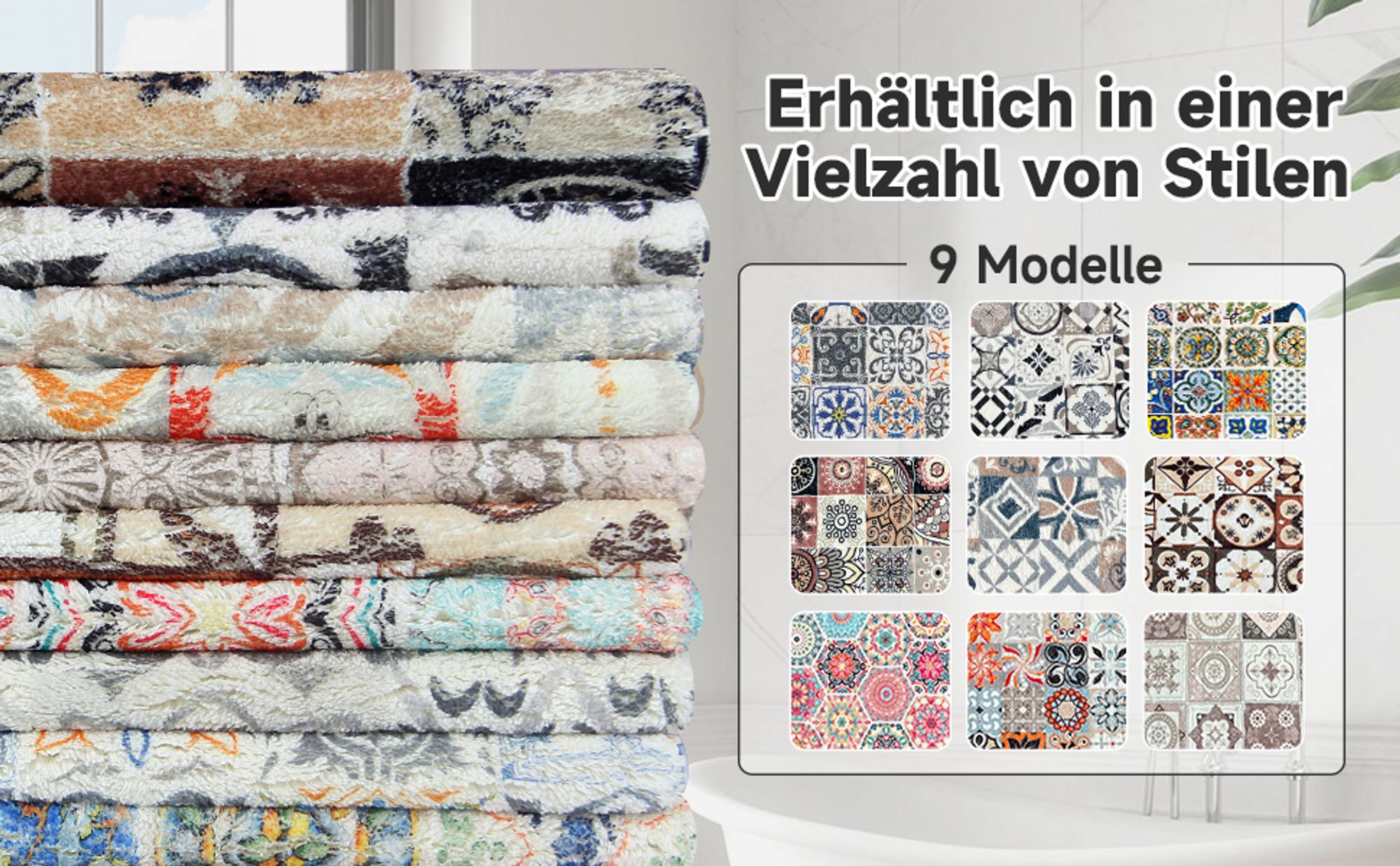 Badteppich Set 2 teilig Badematten Waschbar Badvorleger Teppich Läufer für Badezimmer Vintage Badvorleger Badezimmerteppich 50×160 cm+50×80 cm, Beige