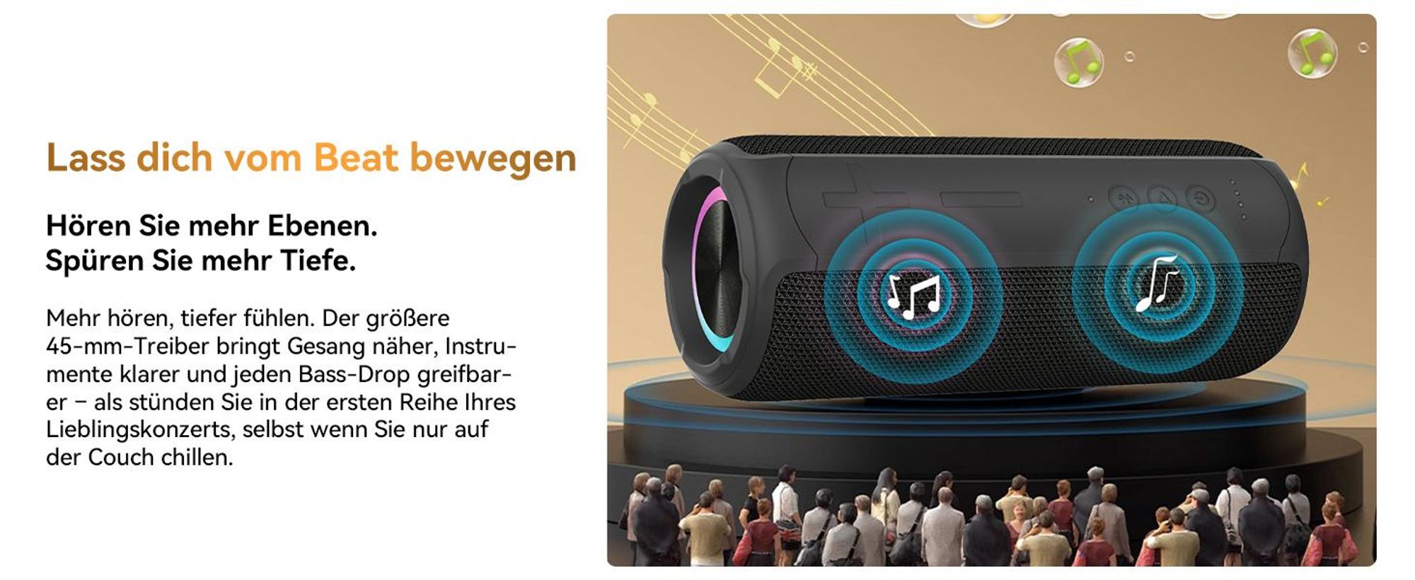 Blackview Aurabass 3 Bluetooth Lautsprecher Bluetooth 5.3 Tragbarer Musikbox Bluetooth Box mit TWS Stereo, Kabelloser für iPhone, galaxy usw, 78 dB