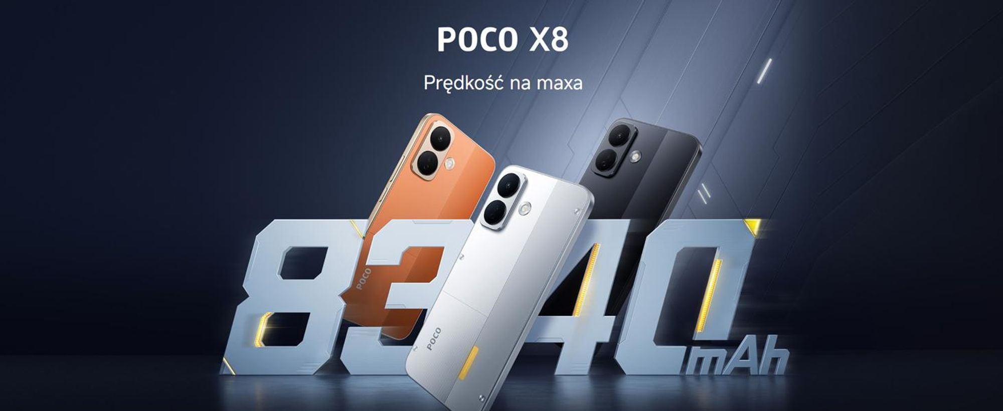 Smartfon Xiaomi Poco X8 5G 12 + 256 GB, pomarańczowy, bateria 8340 mAh
