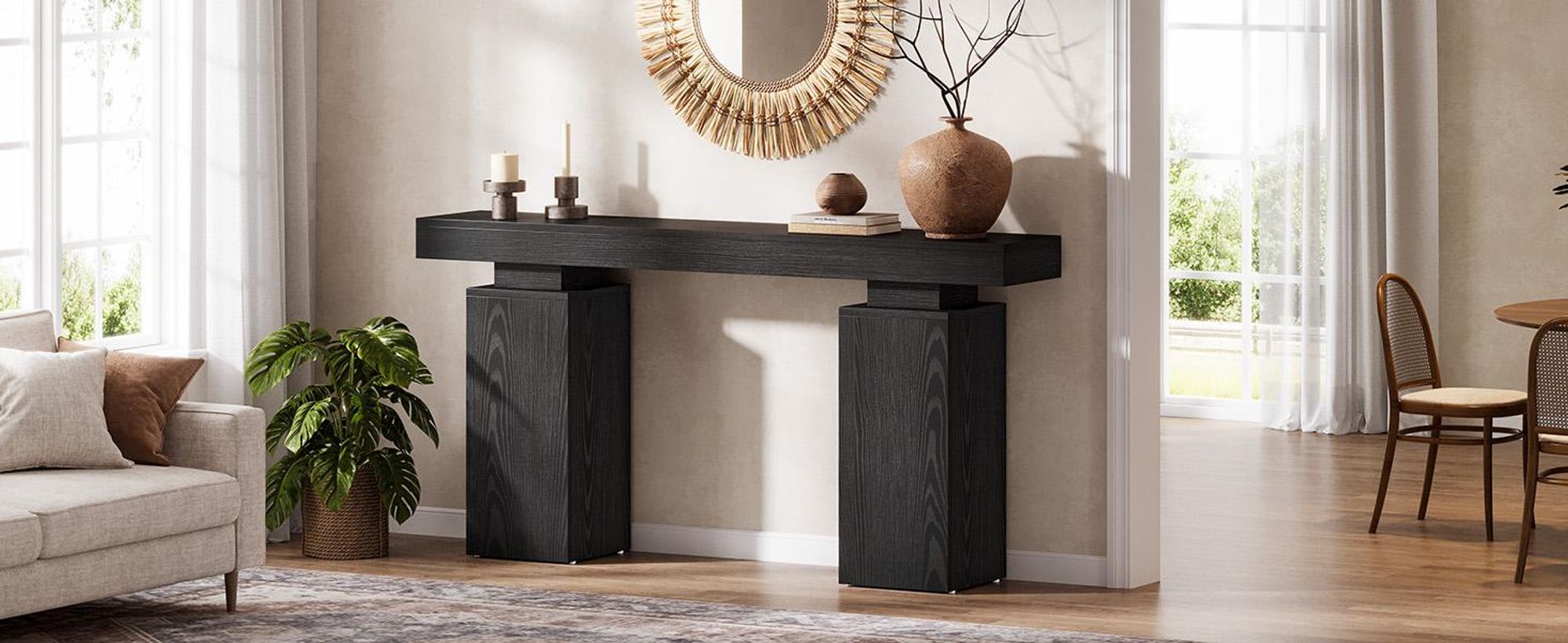 Tribesigns 160 cm Langer Konsolentisch, Bauernhaus Eingangstisch hinter der Couch, Holz Foyertisch, Eingangsstation, Moderne Flurtisch Akzent-Möbel