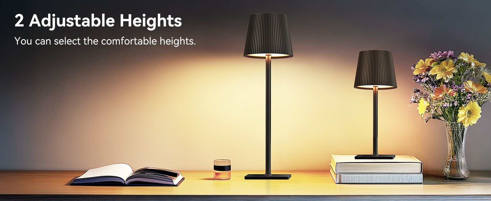 Tischlampe Kabellos, LED Tischleuchte, Dimmbar Touch Akku Tischleuchte Kabellos mit USB Ladestation, Warmweiß Tischlampe, IP54 Wasserdichte, Schwarz