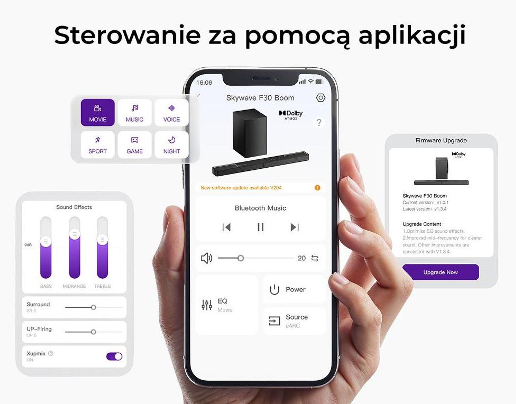 ULTIMEA 3.1.2-kanałowy soundbar z Dolby Atmos, system surround do telewizora z 6,5-calowym subwooferem, Bluetooth 5.4, HDMI eARC, 360W, Skywave F30 Boom
