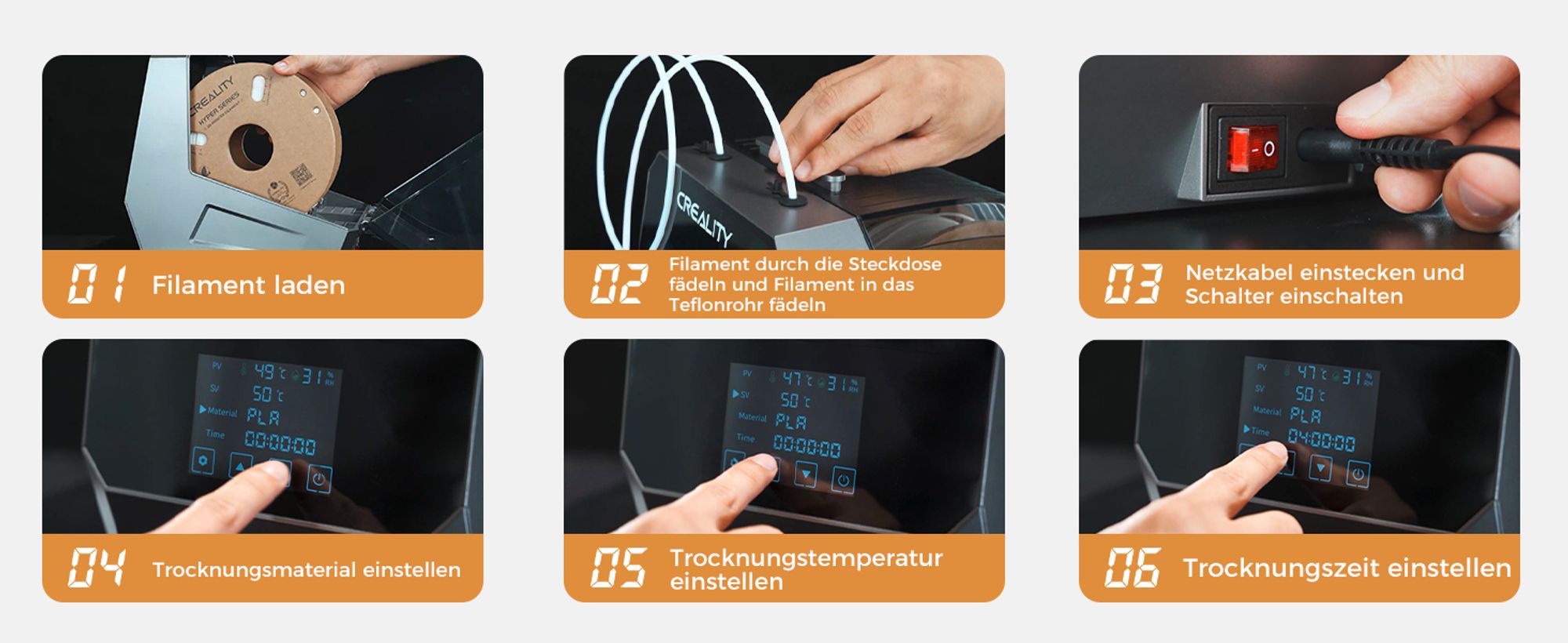 Creality Space Pi Plus Filamenttrockner – 2 Spulen 3D-Drucker-Filamenttrocknerbox mit eingebautem Ventilator, Filamententfeuchter für 1,75/2,85 mm