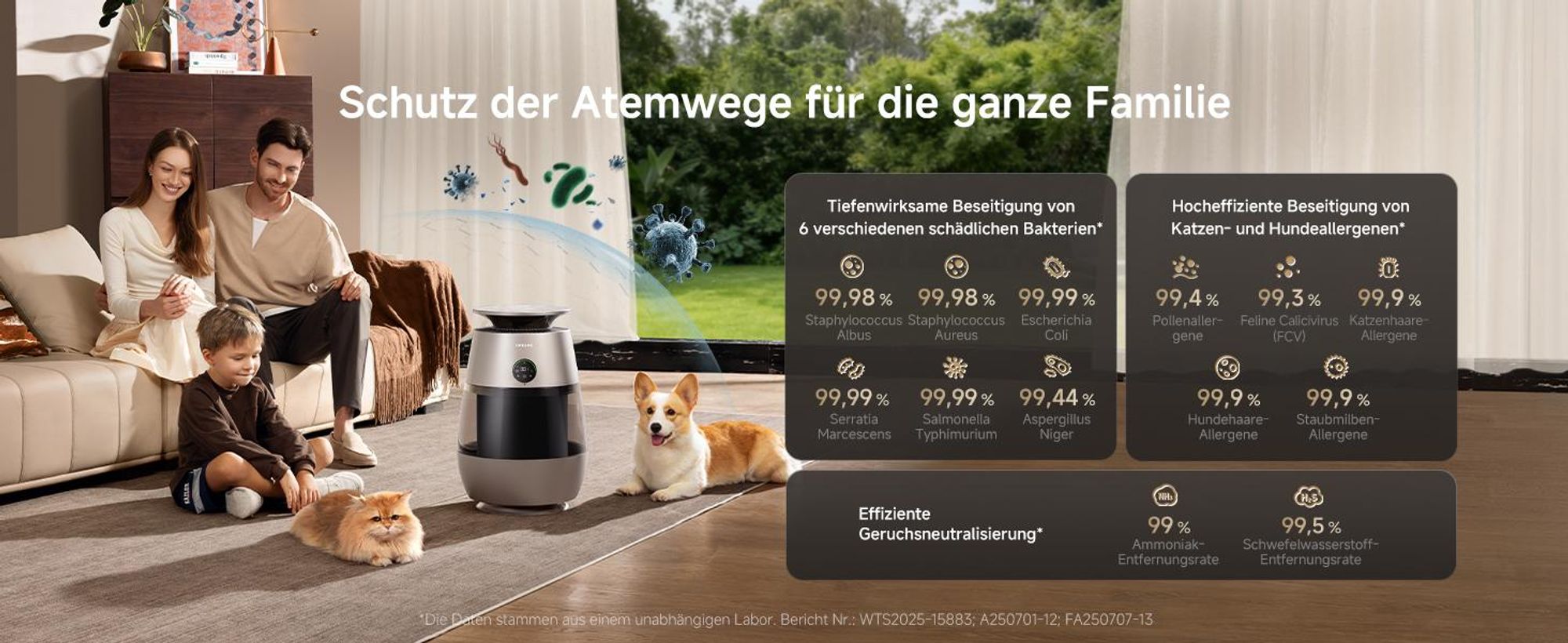 Dreame AP10 Luftreiniger für Haustiere mit 360°Luftumwälzsystem, fünfstufiger Reinigung,transparentem Behälter,gewölbter Oberseite, LED,App-Steuerung