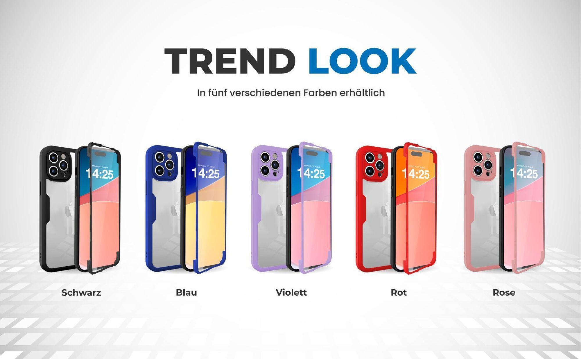 360 Grad Cover Front Back für Apple iPhone 15 Pro in verschiedenen Farben