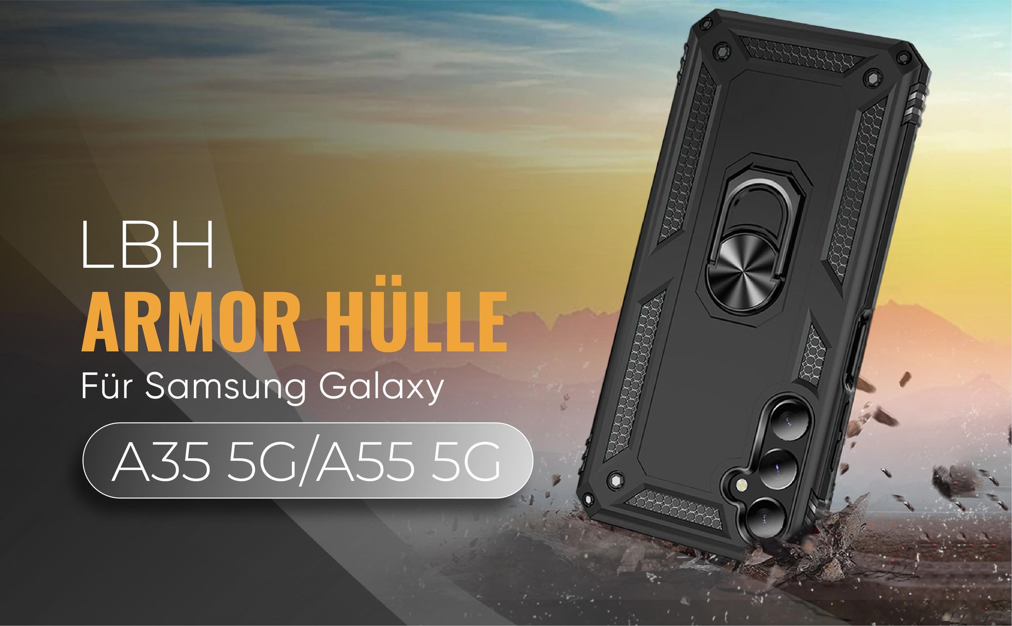 Schwarze Outdoorhülle für Samsung Galaxy A35 5G