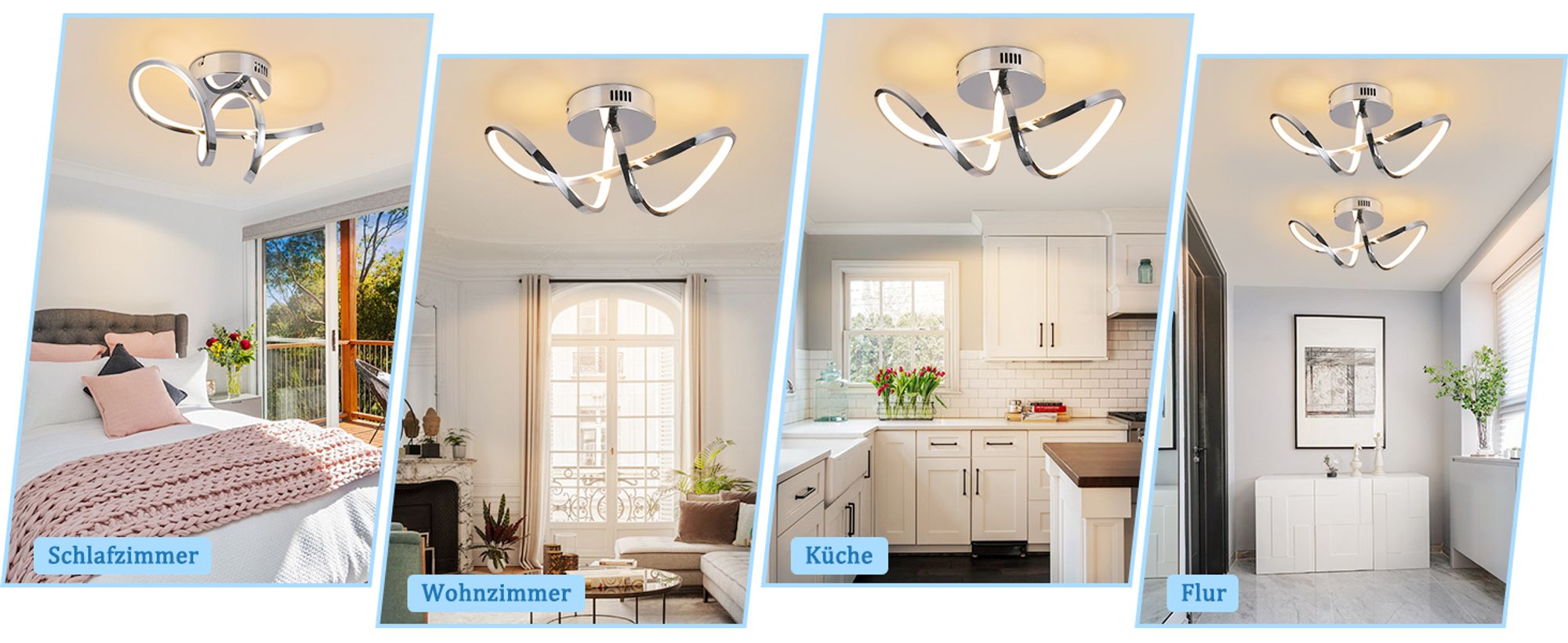 ZMH LED Deckenleuchte 12W Deckenlampe Wohnzimmer Modern Chrom Wohnzimmerlampe Innen Küchenlampe 3000K Warmweiß Deckenbeleuchtung für Schlafzimmer