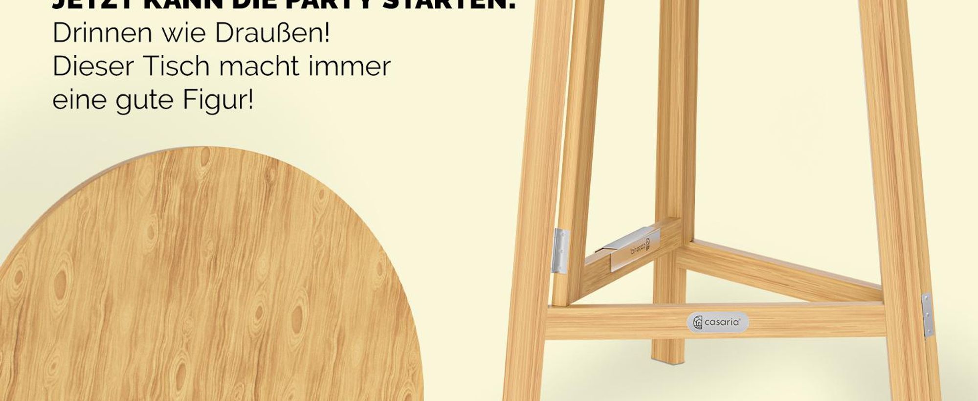 CASARIA Stehtisch Holz klappbar Ø 78 cm 111 cm hoch