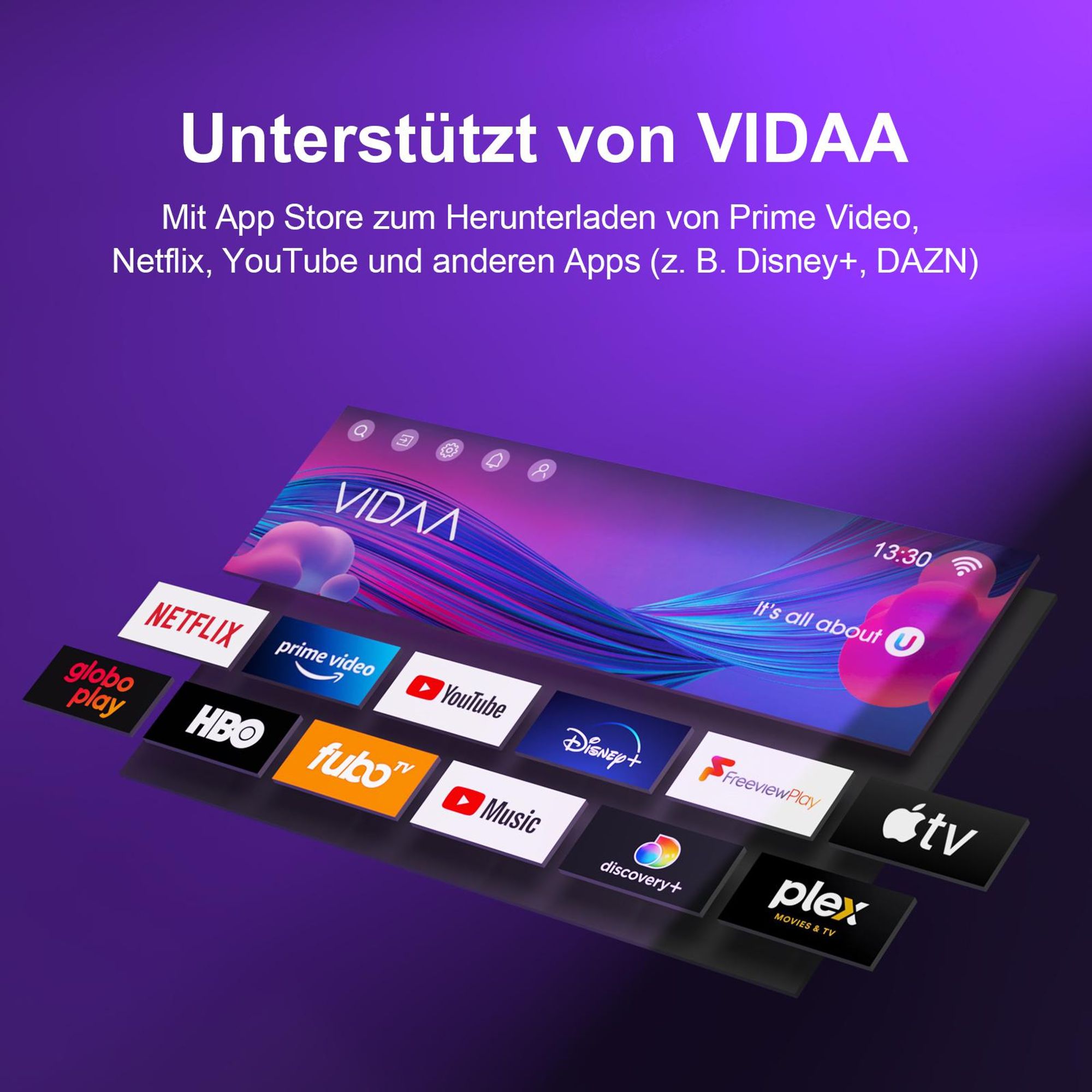 HKC VIDAA Smart TV - LED Full HD - 40 Zoll/102 cm - AirPlay & Hotelmodus - HDMI x3, USB x2, CI+ - Tripple Tuner DVB-T/T2/S/S2/C - Randlos Design - Montiert in Eindhoven, Niederlande - H40Q1F-V