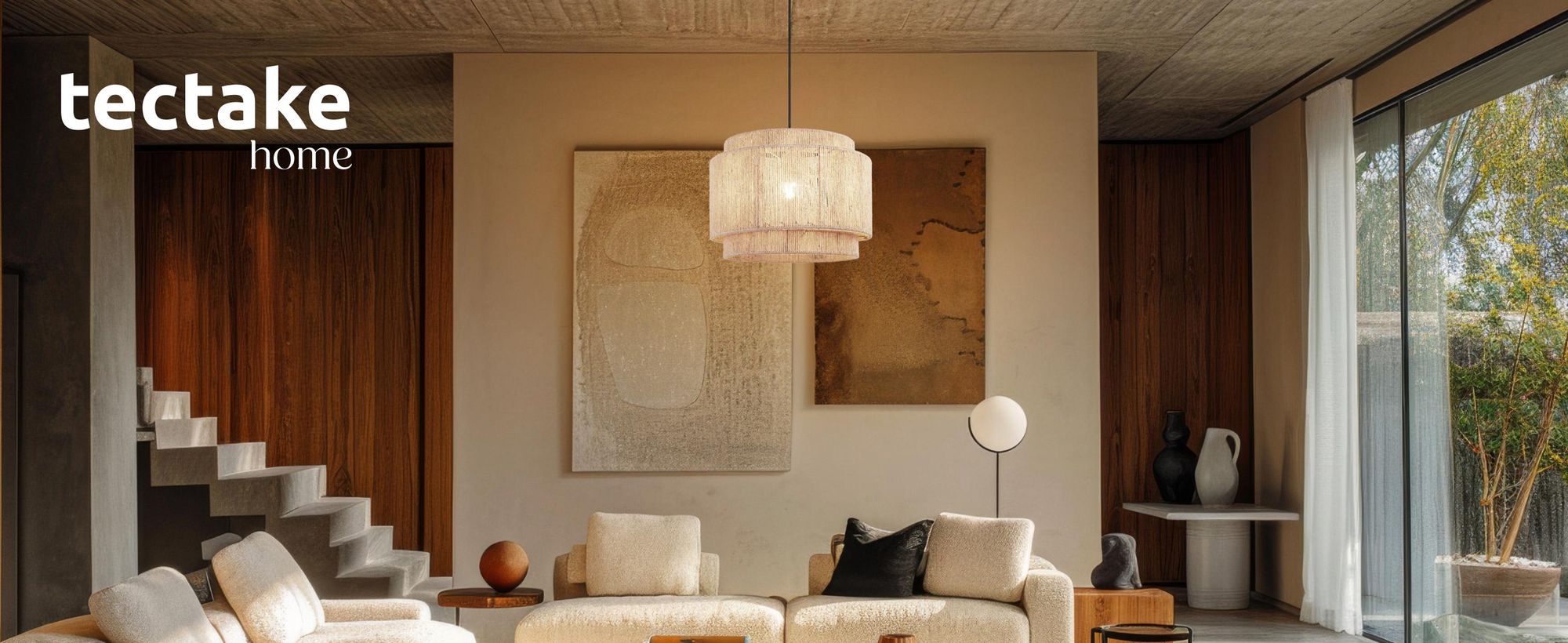 tectake® Pendelleuchte Lignea Lux Boho-Stil, Wickeltechnik, 40 W 46 x 32 cm
