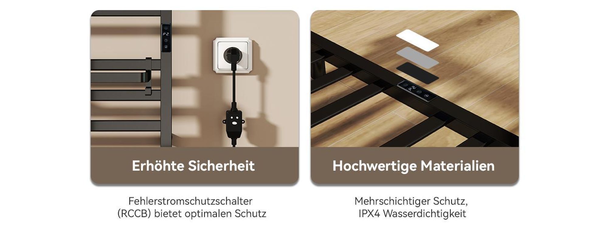 Puluomis Heizkörper Elektrischer Handtuchwärmer mit LED-Touchdisplay, 45-70°C einstellbar, Timer, 90° drehbares Ablagefach, RCCB Schutz schwarz