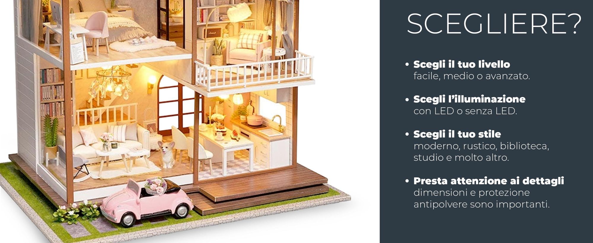 Casa in Miniatura, Habarri, Casa Delle Bambole, DIY, Casa in Legno, Regalo per Bambini