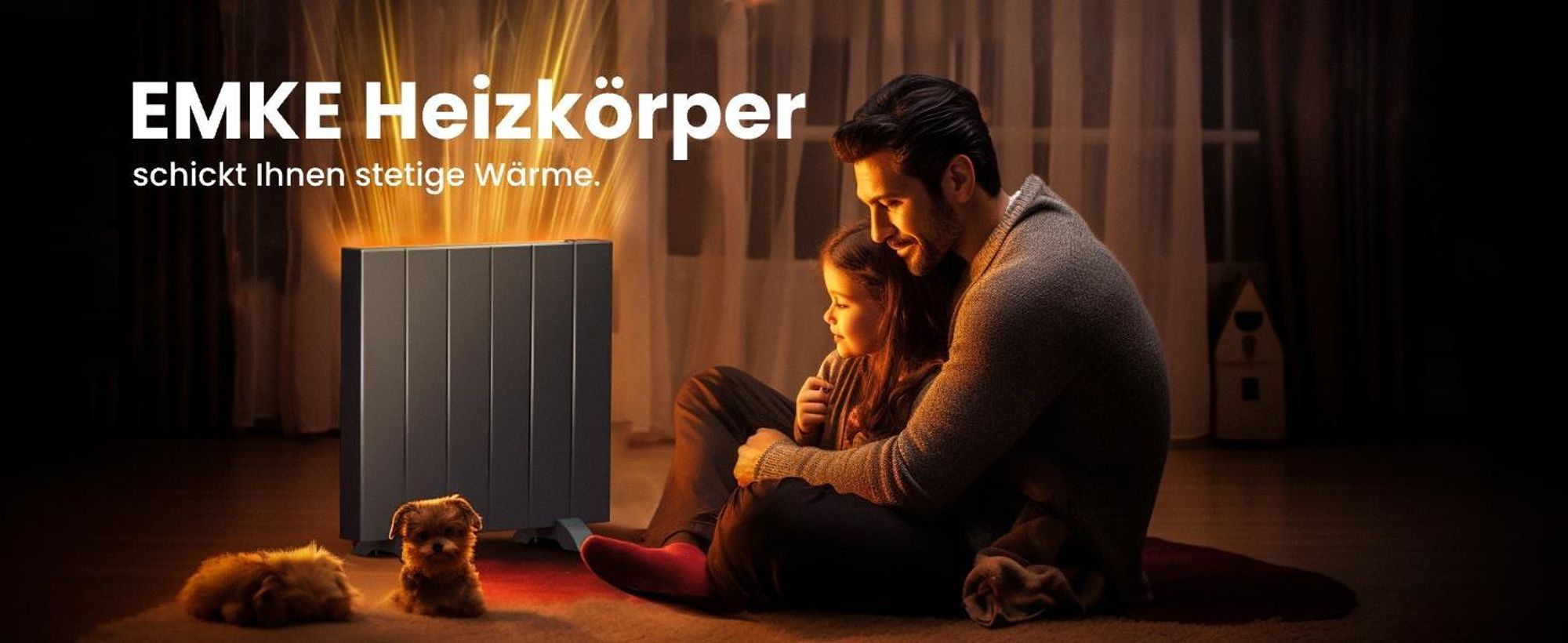 EMKE® Elektroheizung 1000W LCD Display Elektro Konvektor Anthrazit WiFi + Alexa/Google Home Standgerät+Wandmontage Anthrazit Elektroheizkörper für 9m²
